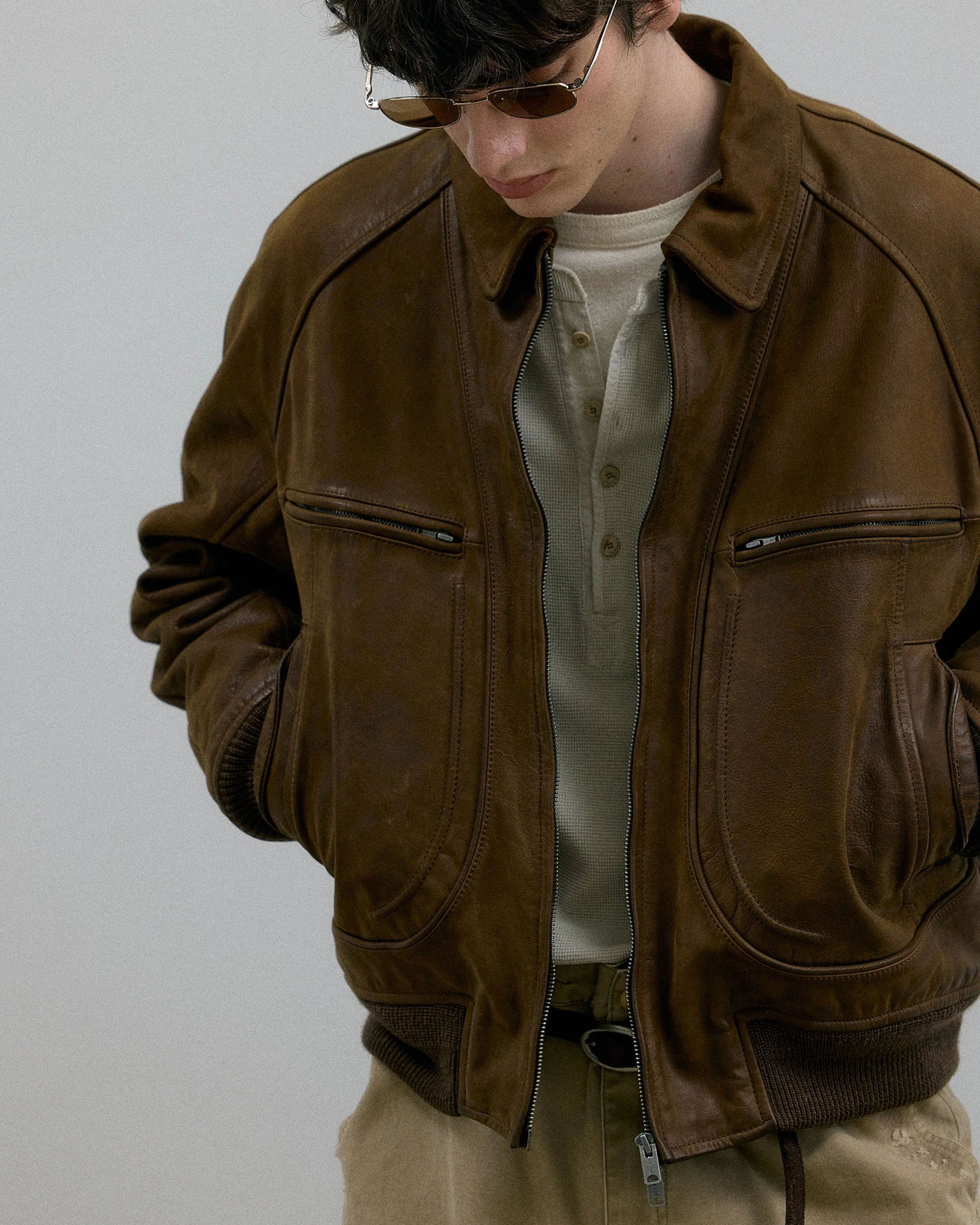 011 - Moccasin Memory Faded A-2 Leather Jacket - Image 19