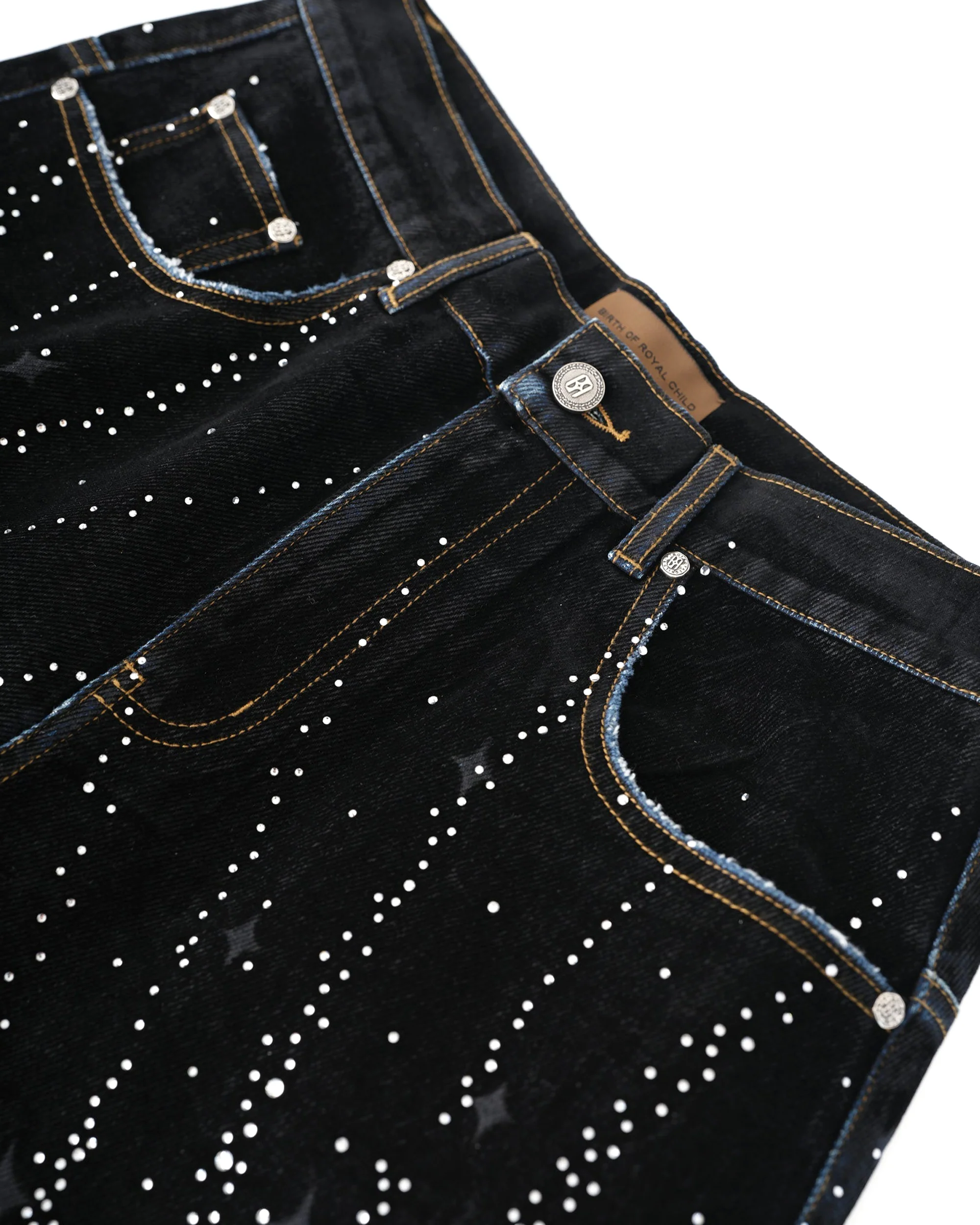 20K Diamond Starlight Denim Shorts in Black - Image 3