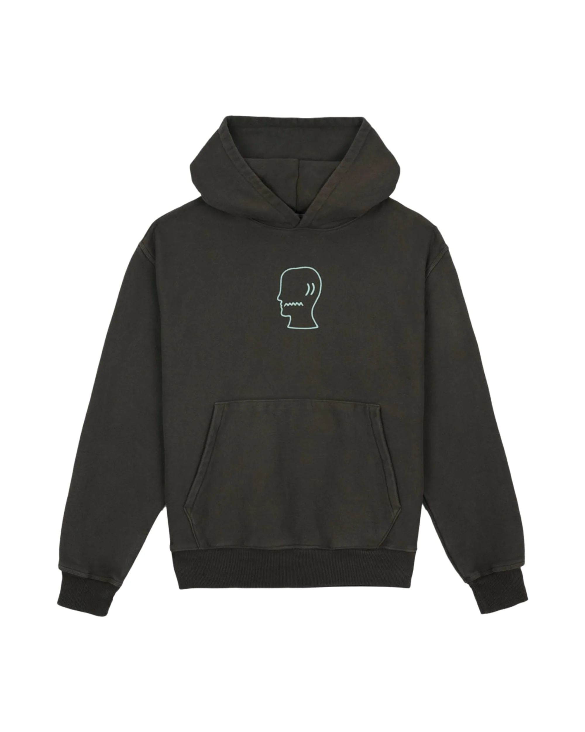 3D Embroidered Logohead Garment Dyed Hoodie - Brown
