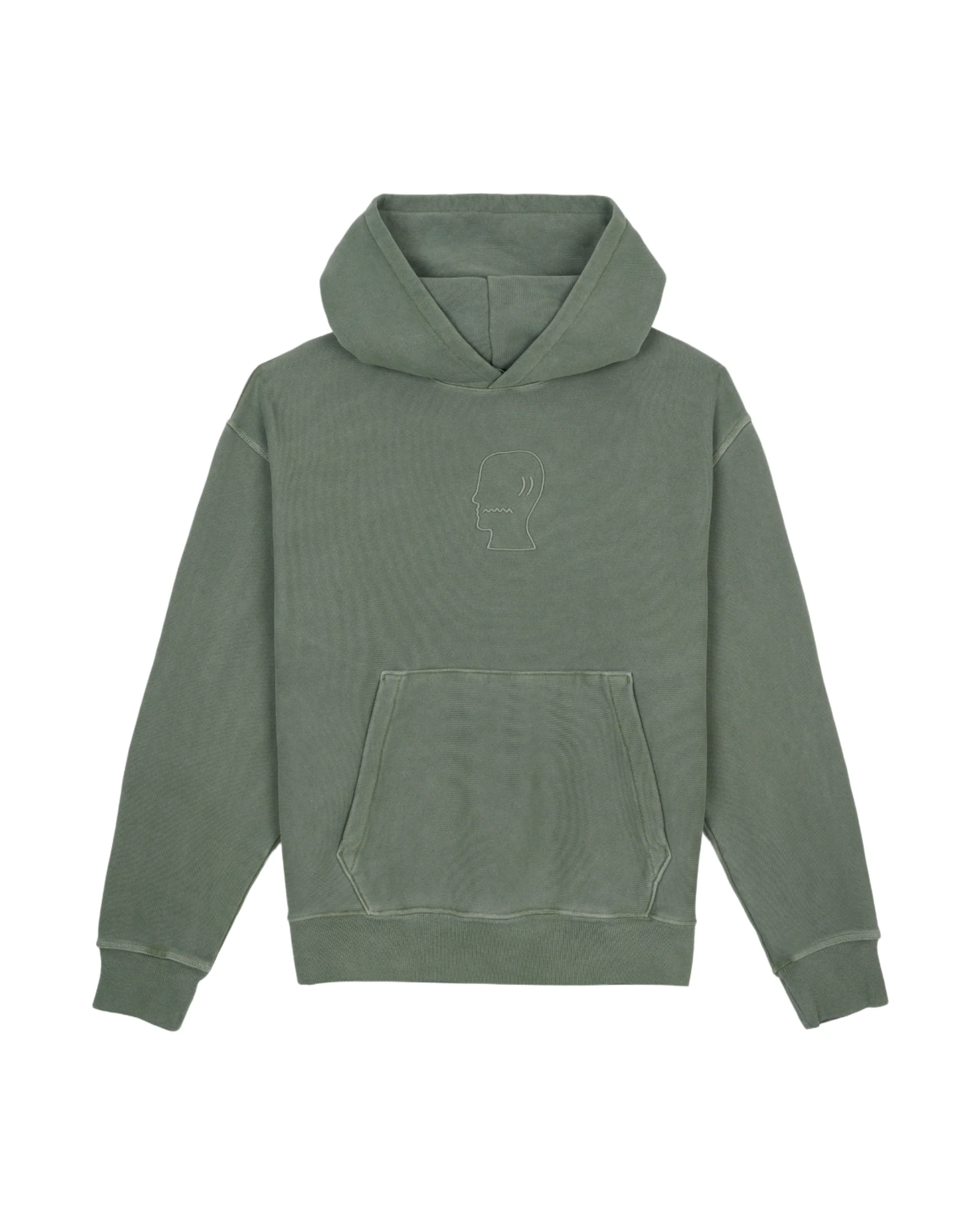 3D Embroidered Logohead Garment Dyed Hoodie - Ivy