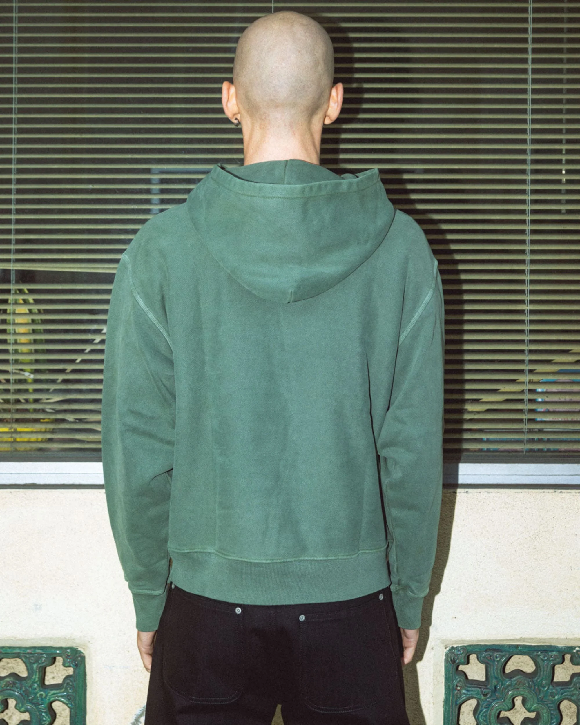 3D Embroidered Logohead Garment Dyed Hoodie - Ivy - Image 4