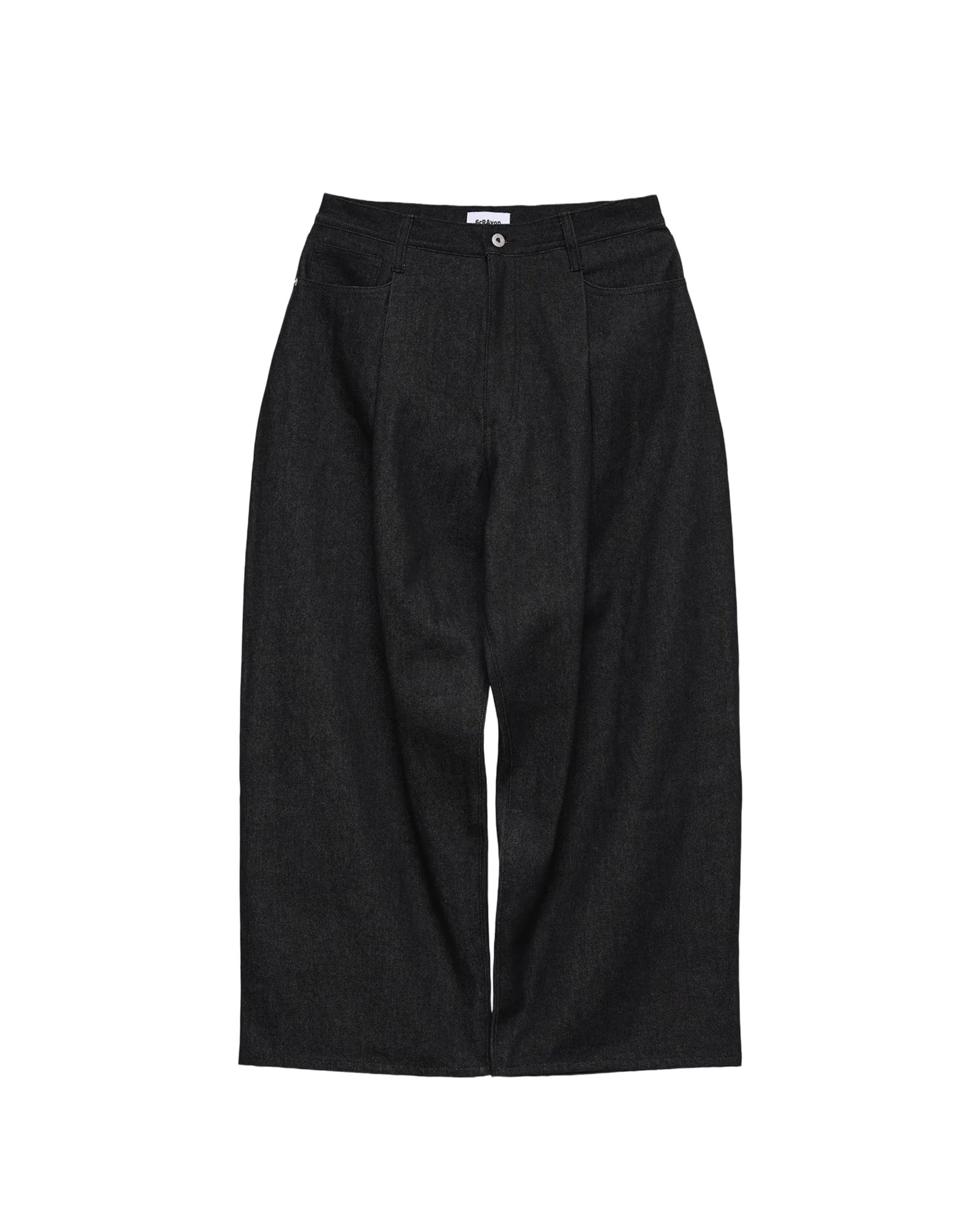 6CRAYON 11.3oz Black Non-Fade Wide-Leg Baggy Denim Pants