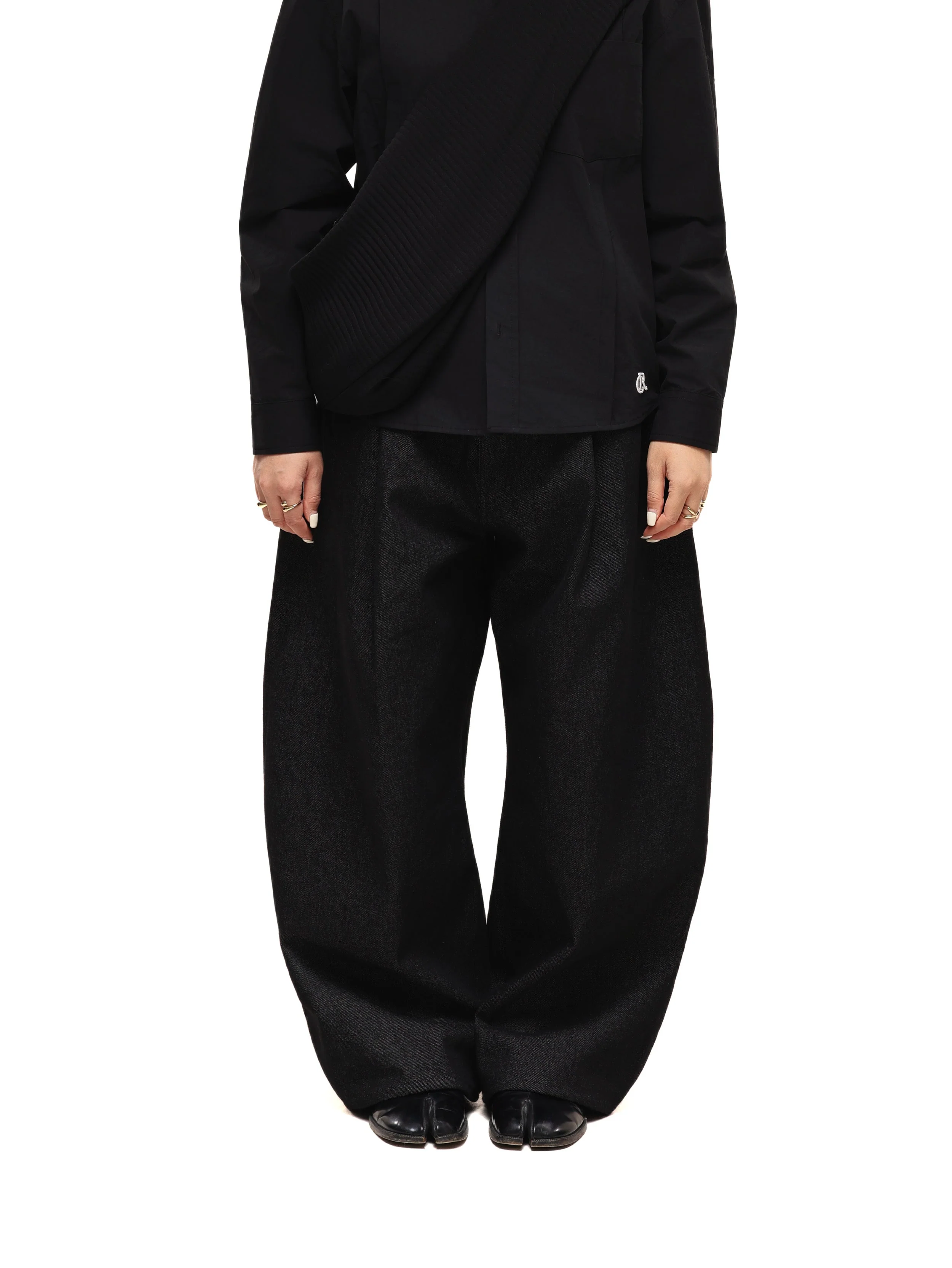 6CRAYON 11.3oz Black Non-Fade Wide-Leg Baggy Denim Pants - Image 11