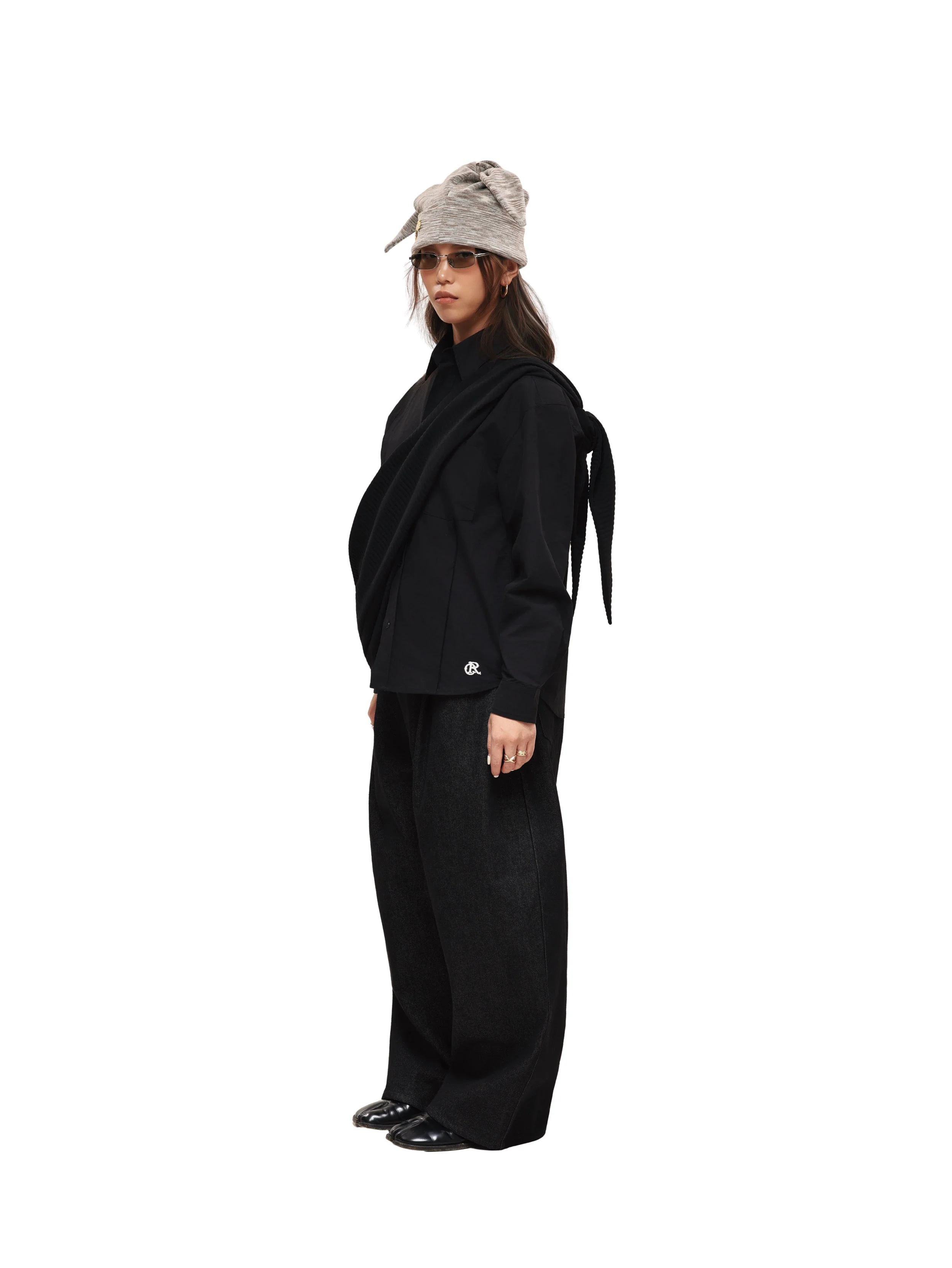 6CRAYON 11.3oz Black Non-Fade Wide-Leg Baggy Denim Pants - Image 13