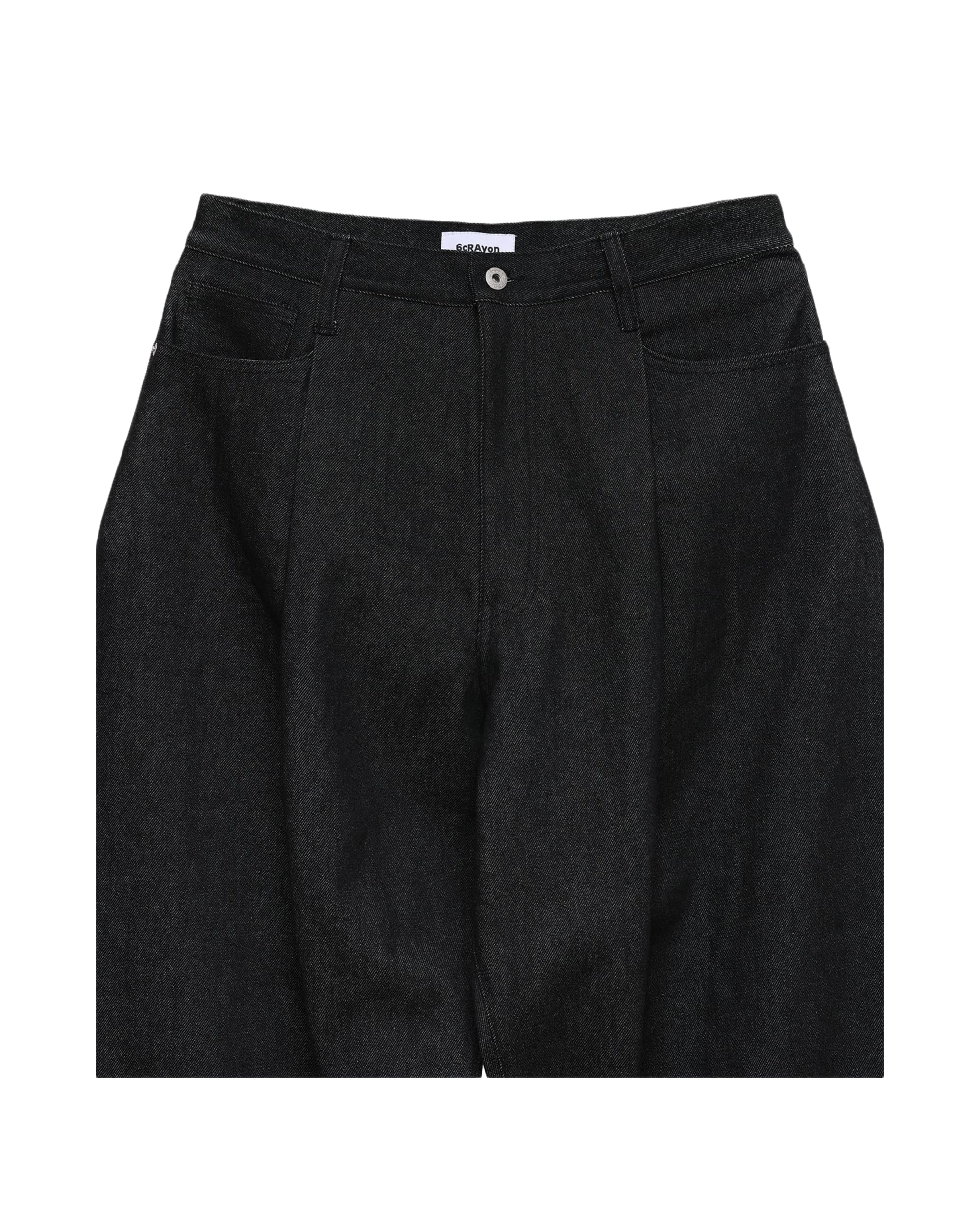 6CRAYON 11.3oz Black Non-Fade Wide-Leg Baggy Denim Pants - Image 6