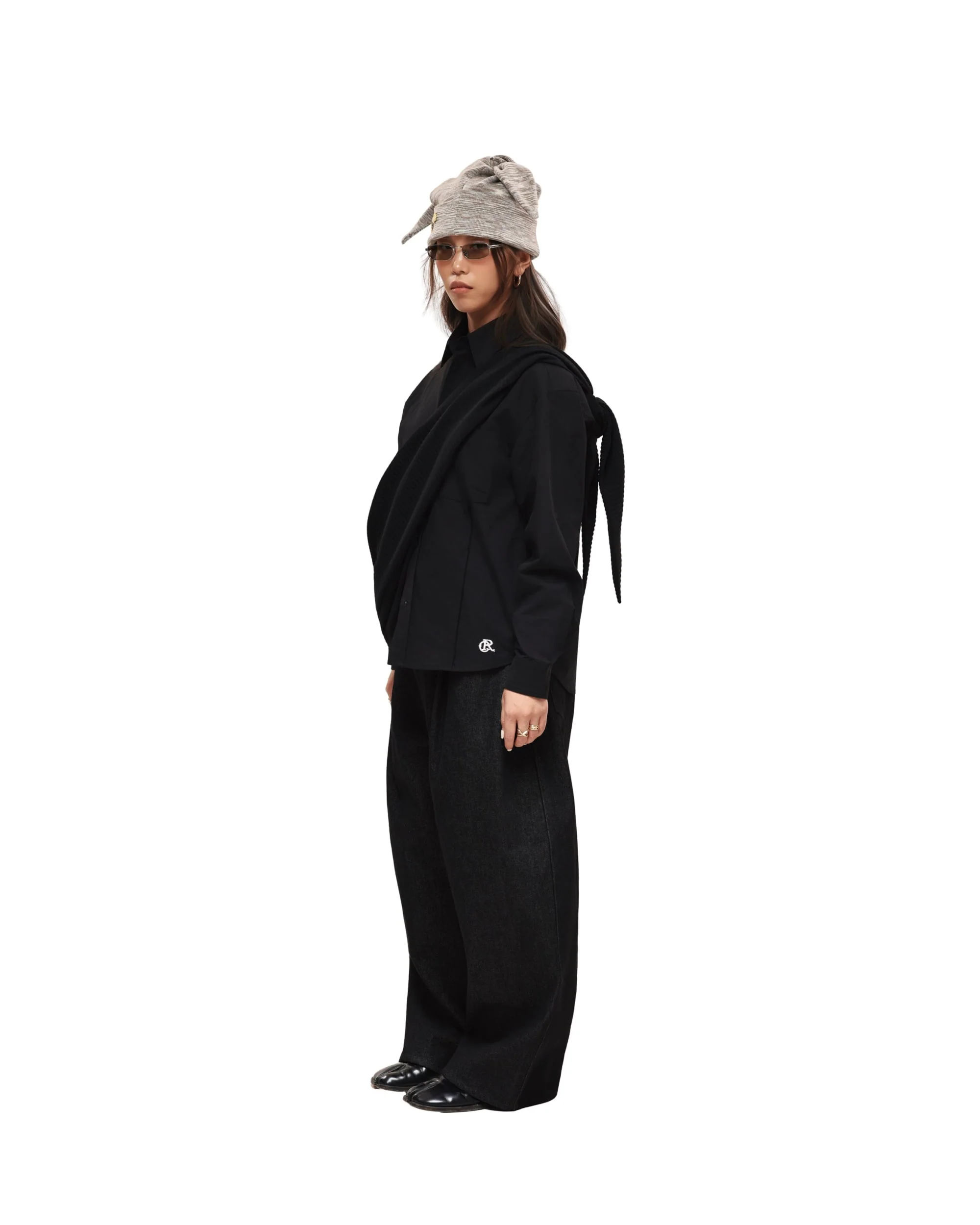 6CRAYON 11.3oz Black Non-Fade Wide-Leg Baggy Denim Pants - Image 7