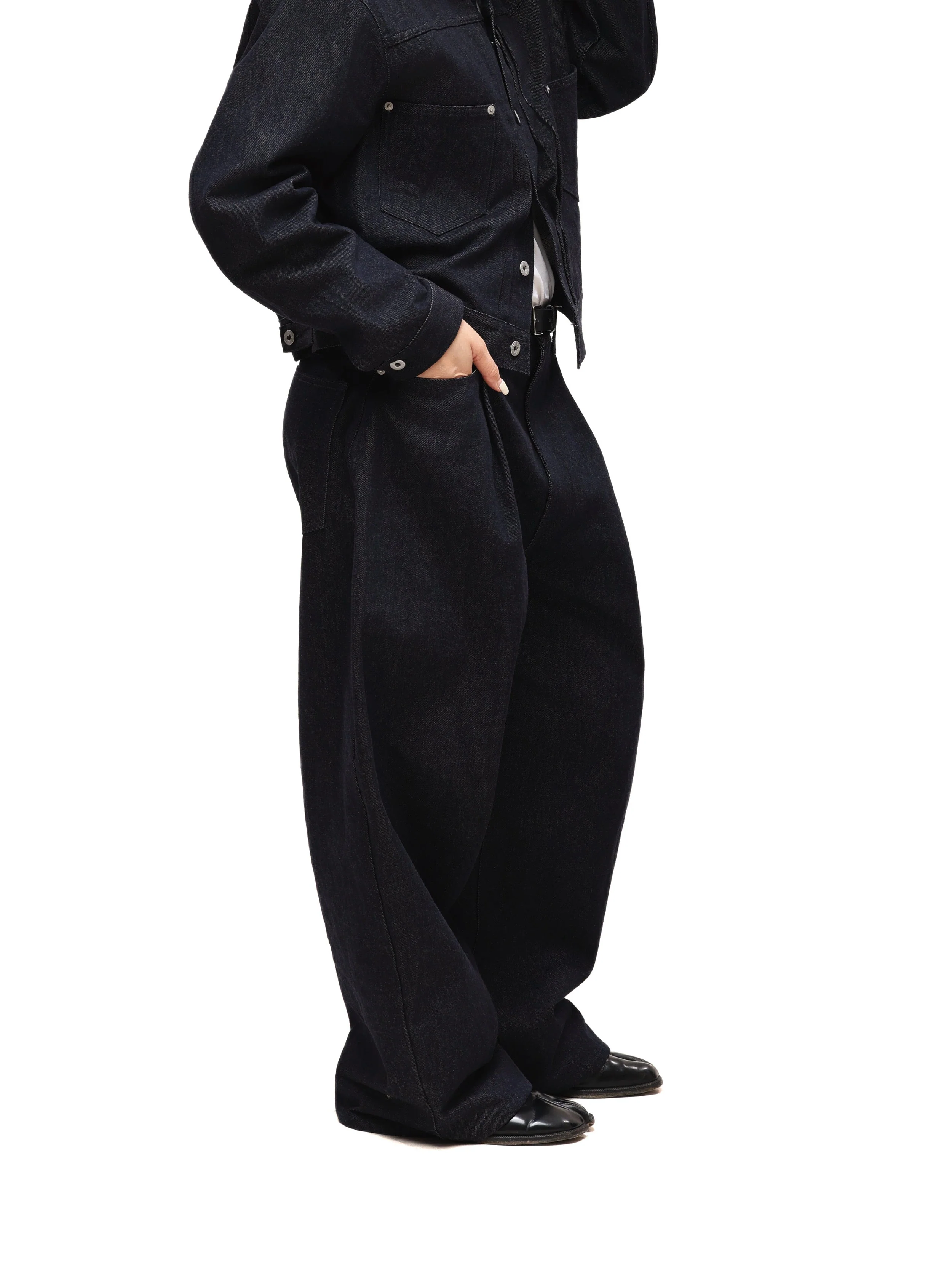 6CRAYON 11.3oz Indigo Blue Non-Fade Wide-Leg Baggy Denim Pants - Image 16