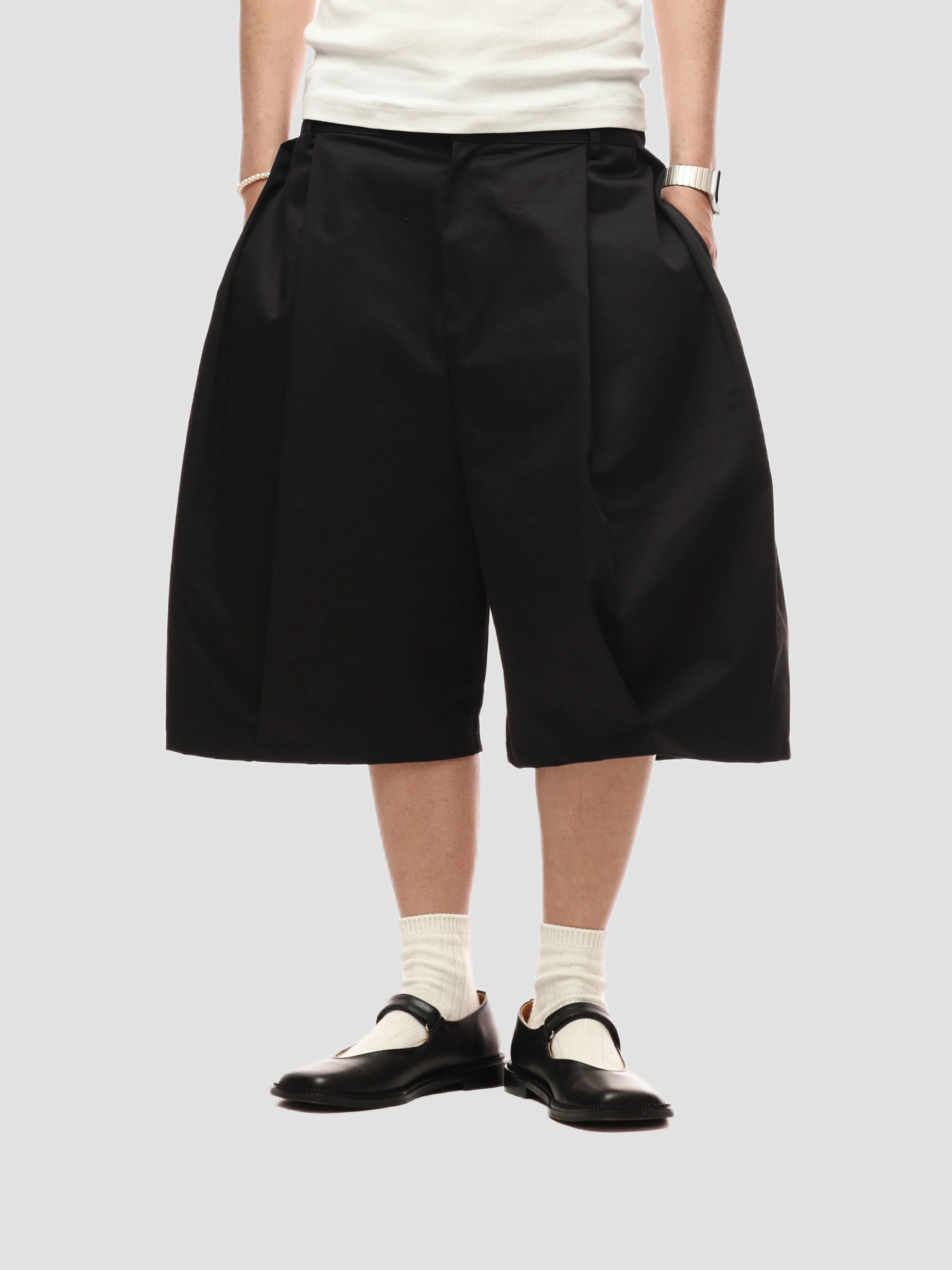6CRAYON Elastic Waist Wide-Leg Shorts 2.0 – Double Pleated & Loose Fit with Coating - Image 19