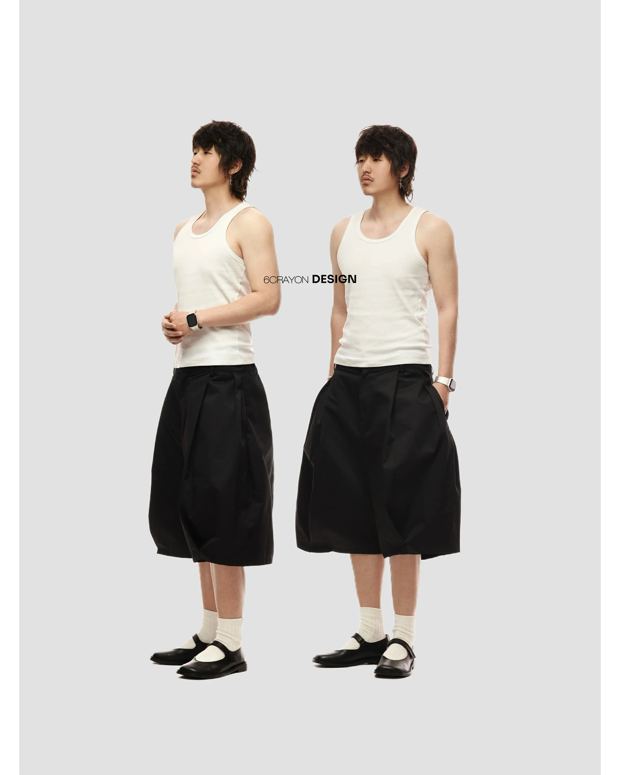 6CRAYON Elastic Waist Wide-Leg Shorts 2.0 – Double Pleated & Loose Fit with Coating - Image 8