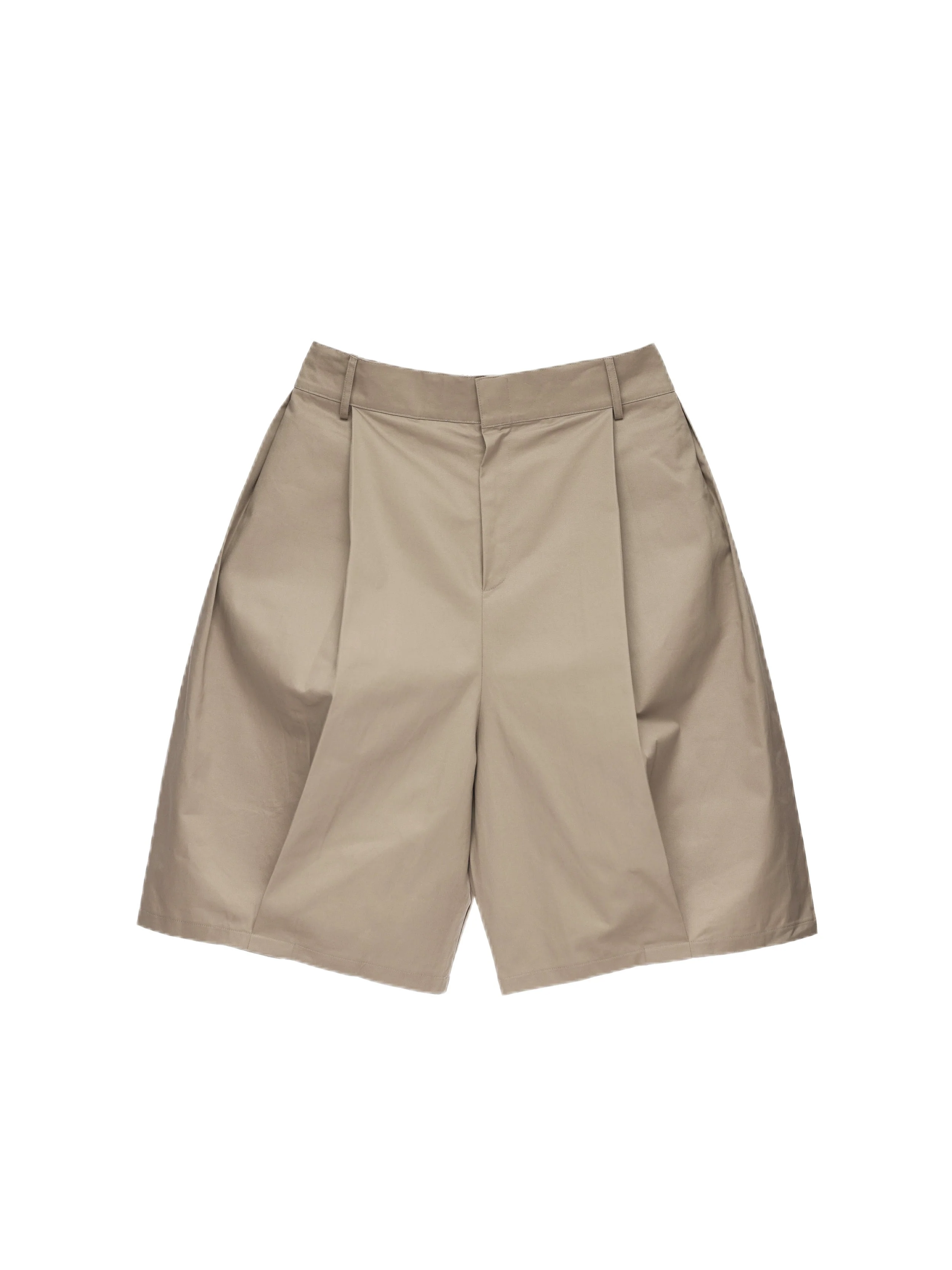 6CRAYON Elastic Waist Wide-Leg Shorts 2.0 – Double Pleated & Loose Fit with Coating
