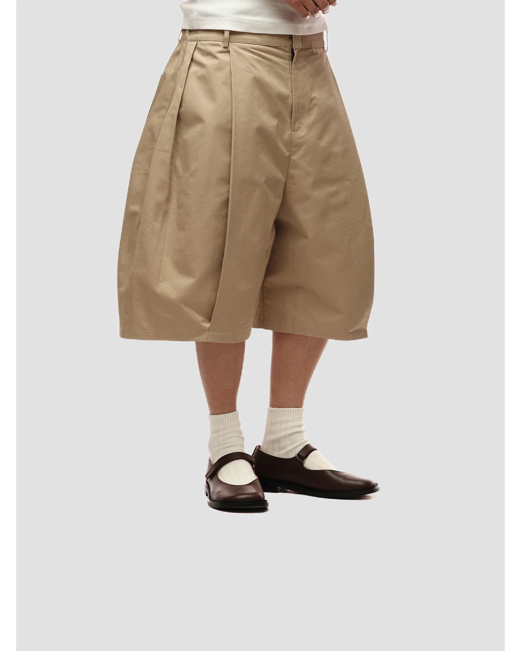6CRAYON Elastic Waist Wide-Leg Shorts 2.0 – Double Pleated & Loose Fit with Coating - Image 9