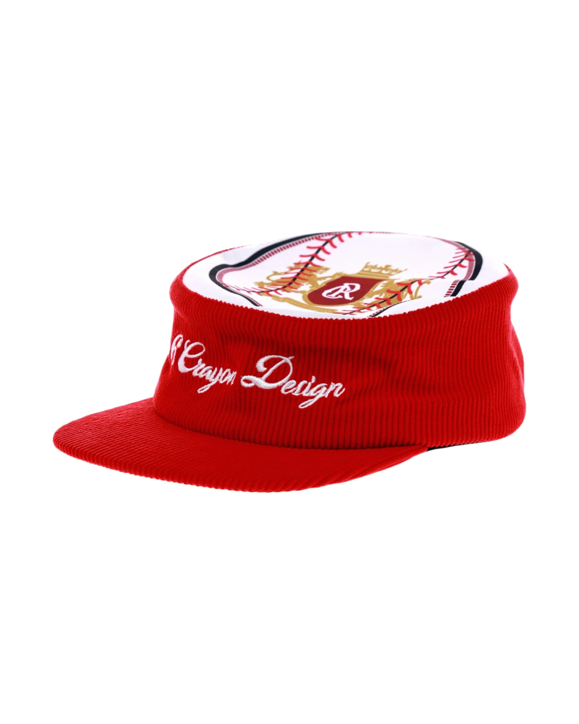 6CRAYON Flat Top Embroidered Corduroy Patchwork Baseball Cap