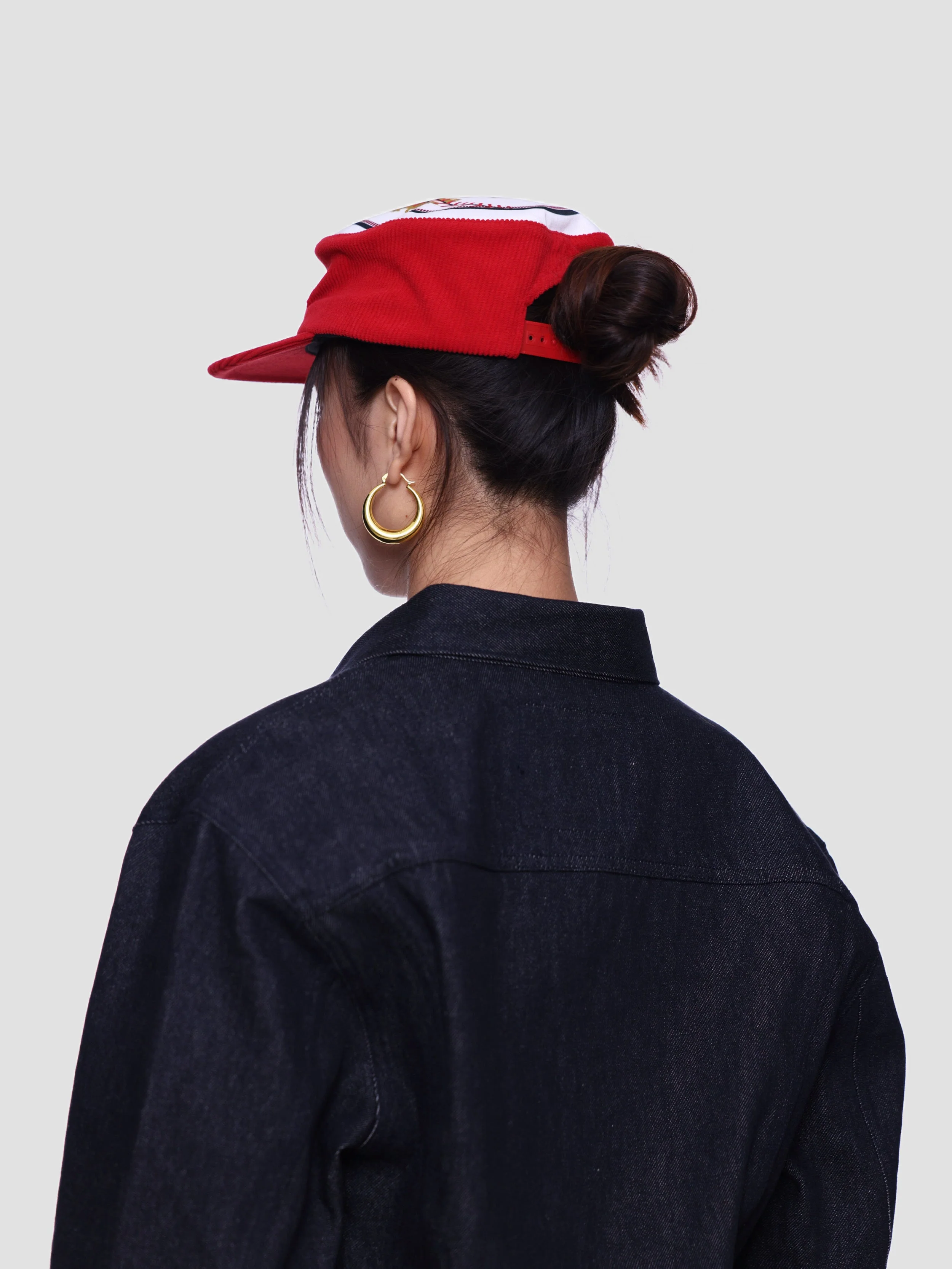 6CRAYON Flat Top Embroidered Corduroy Patchwork Baseball Cap - Image 12