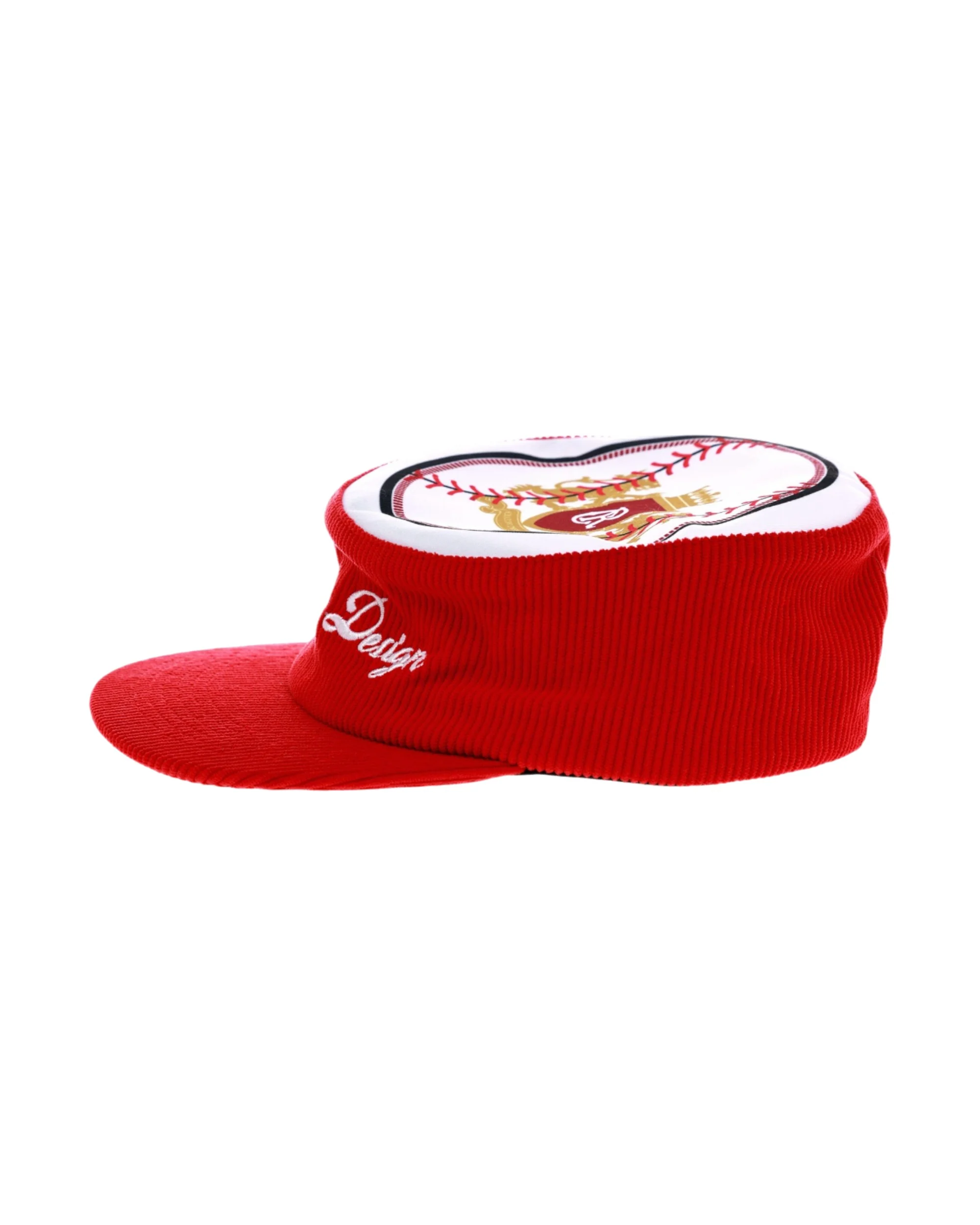 6CRAYON Flat Top Embroidered Corduroy Patchwork Baseball Cap - Image 2