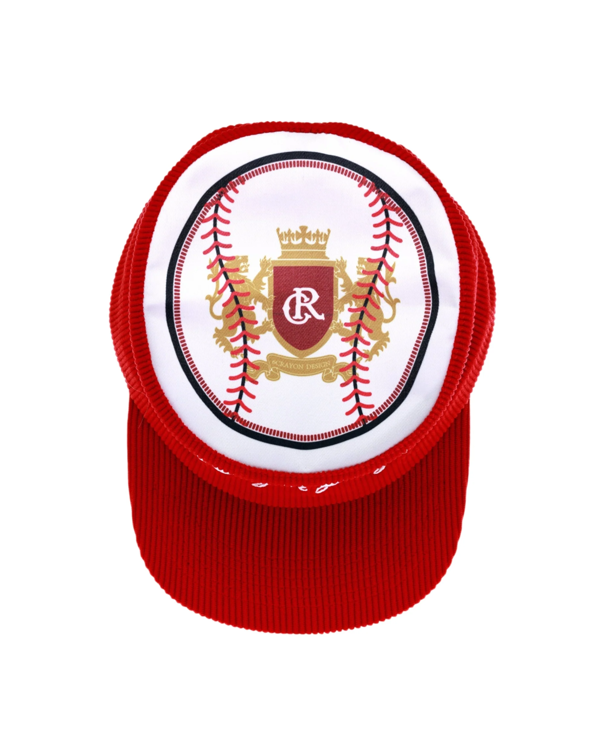 6CRAYON Flat Top Embroidered Corduroy Patchwork Baseball Cap - Image 3