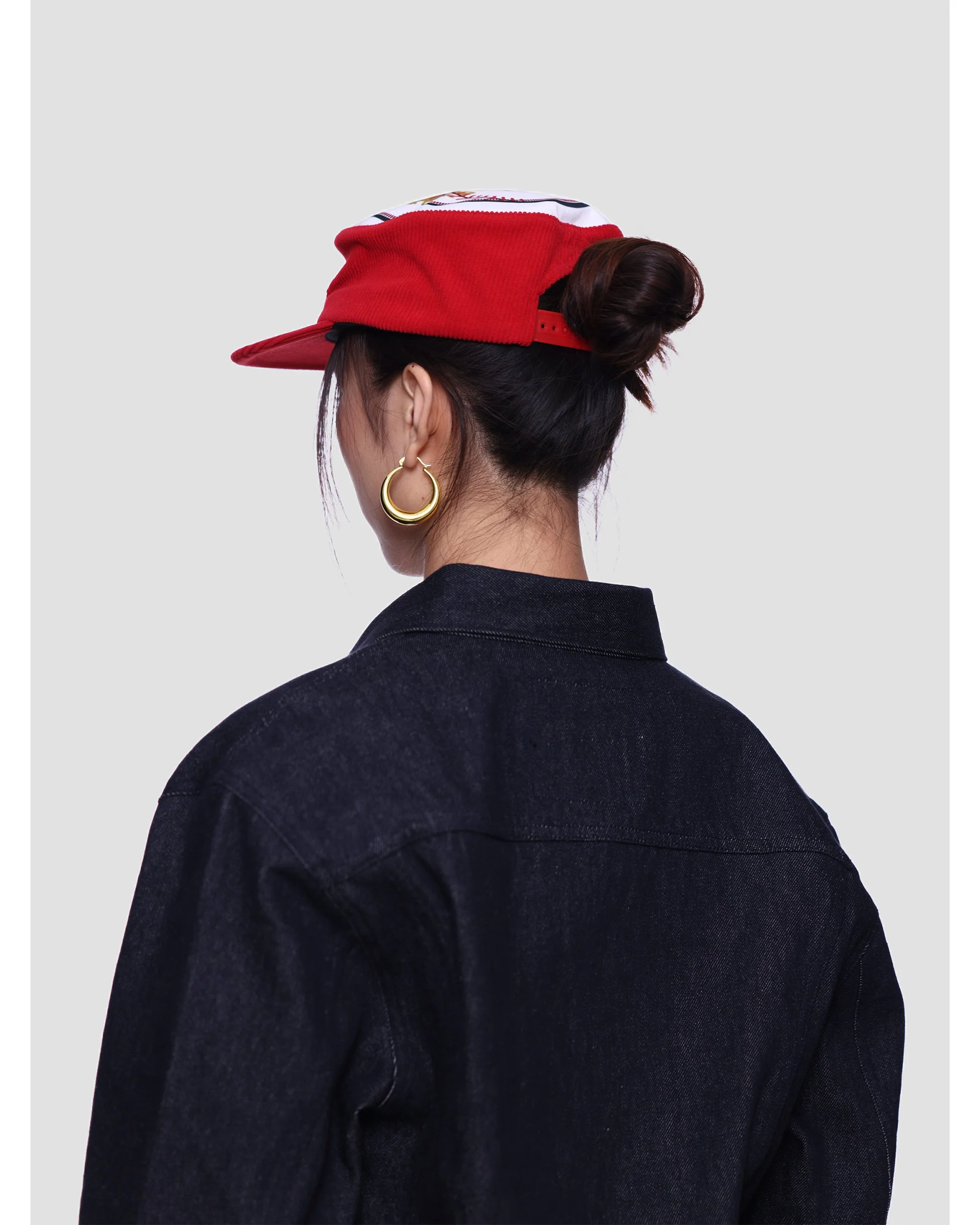 6CRAYON Flat Top Embroidered Corduroy Patchwork Baseball Cap - Image 6