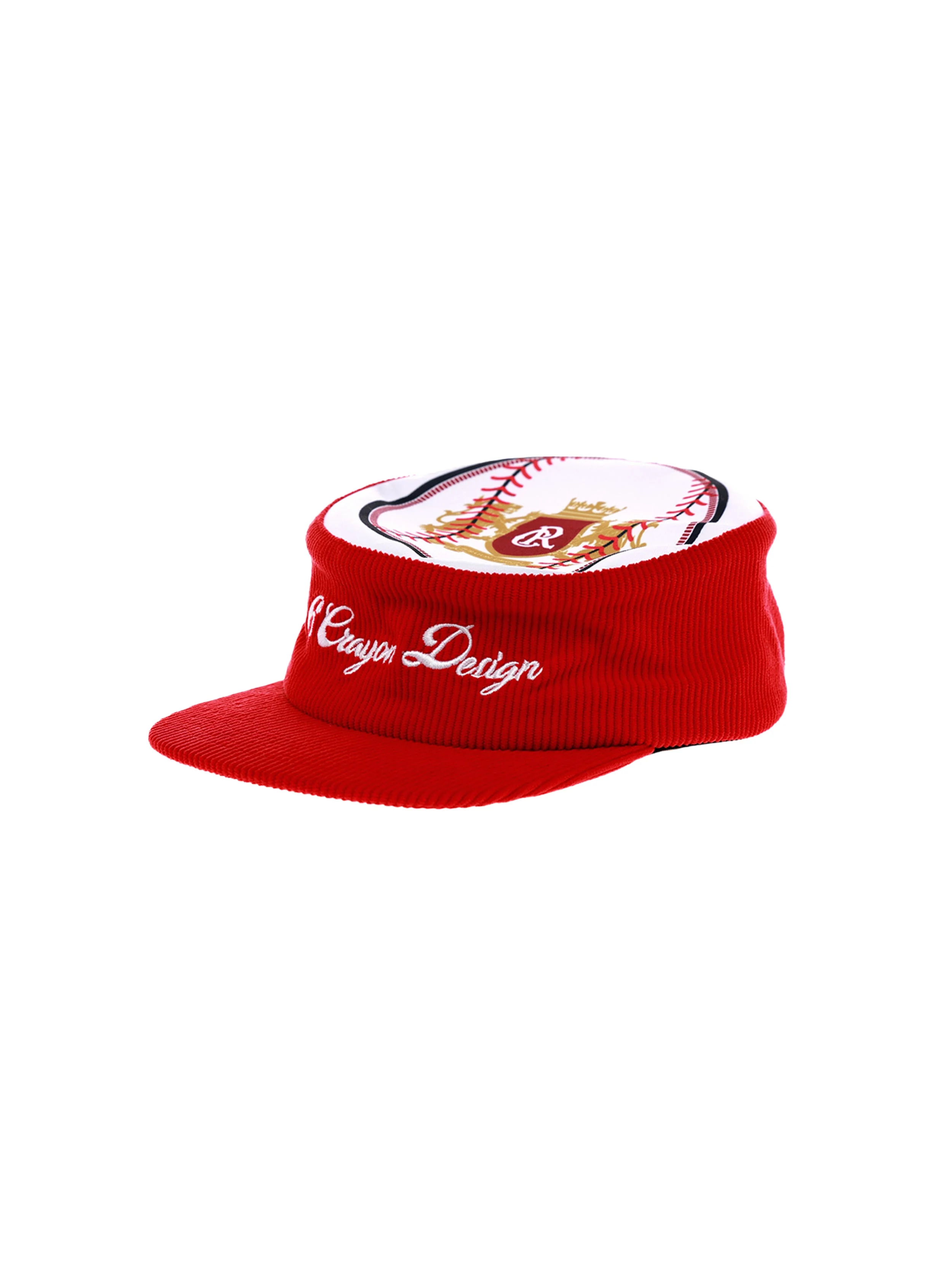 6CRAYON Flat Top Embroidered Corduroy Patchwork Baseball Cap - Image 7