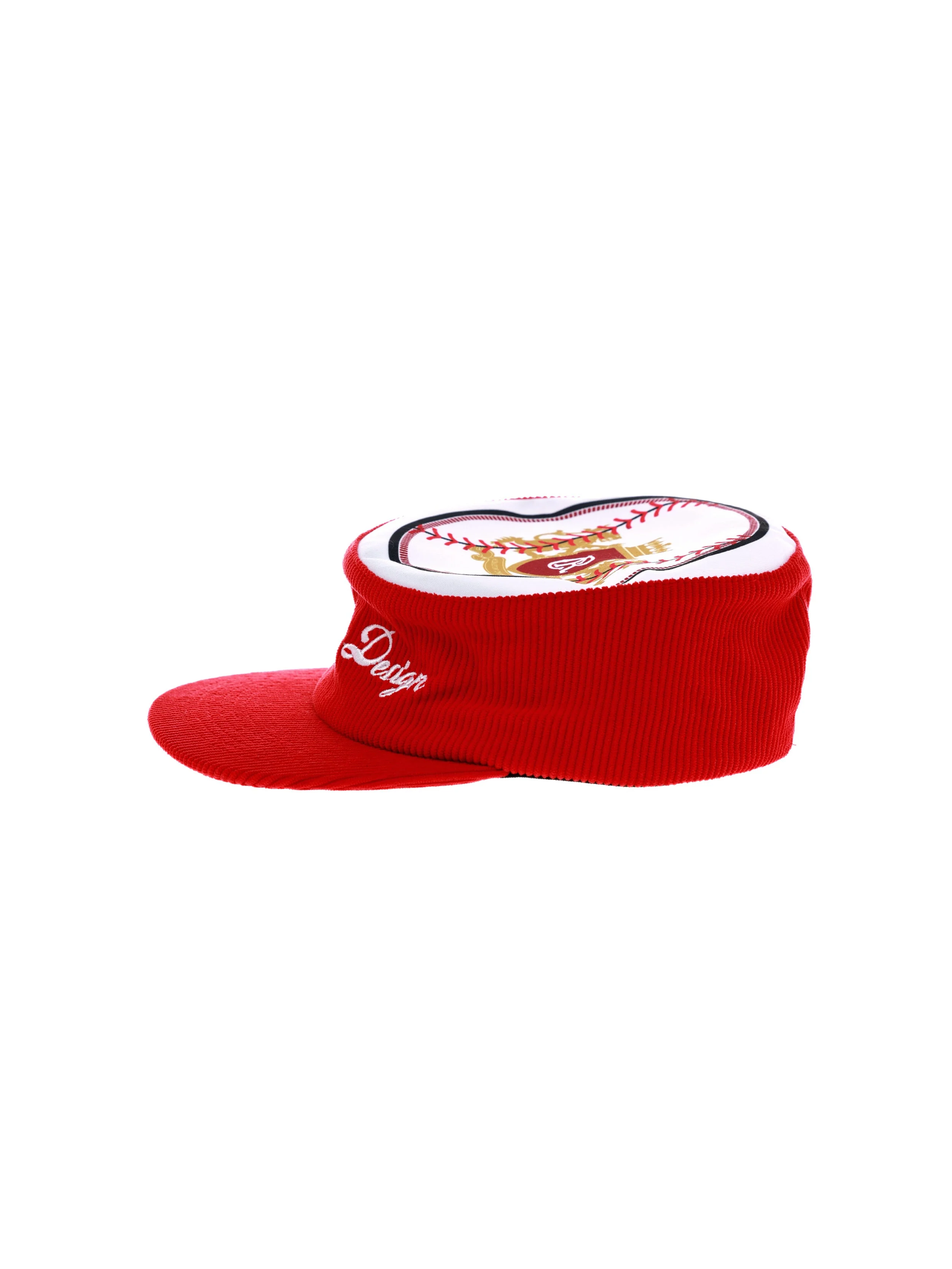 6CRAYON Flat Top Embroidered Corduroy Patchwork Baseball Cap - Image 9