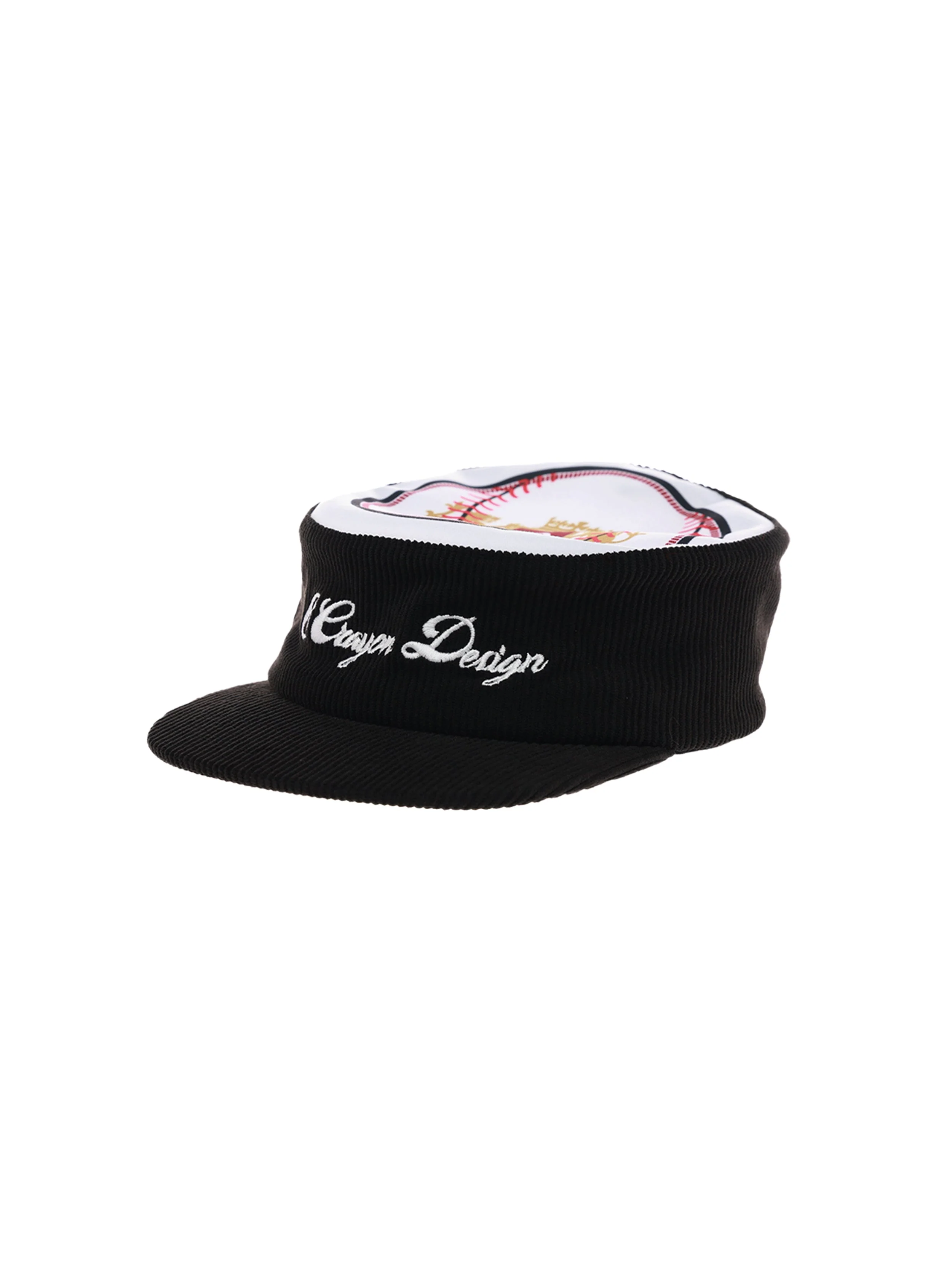 6CRAYON Flat Top Embroidered Corduroy Patchwork Baseball Cap - Image 8