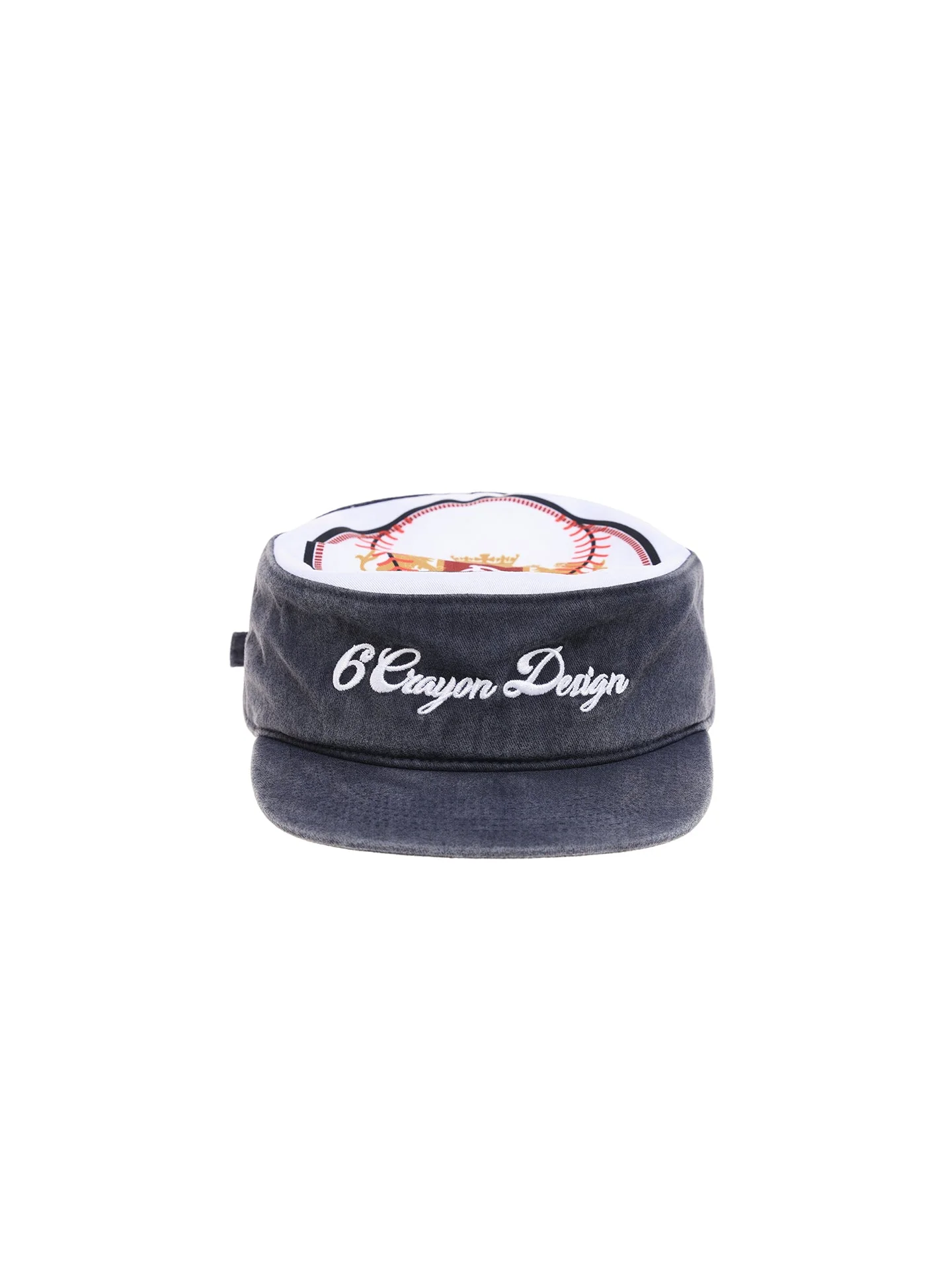 6CRAYON Flat Top Embroidered Navy Patchwork Baseball Cap - Image 10