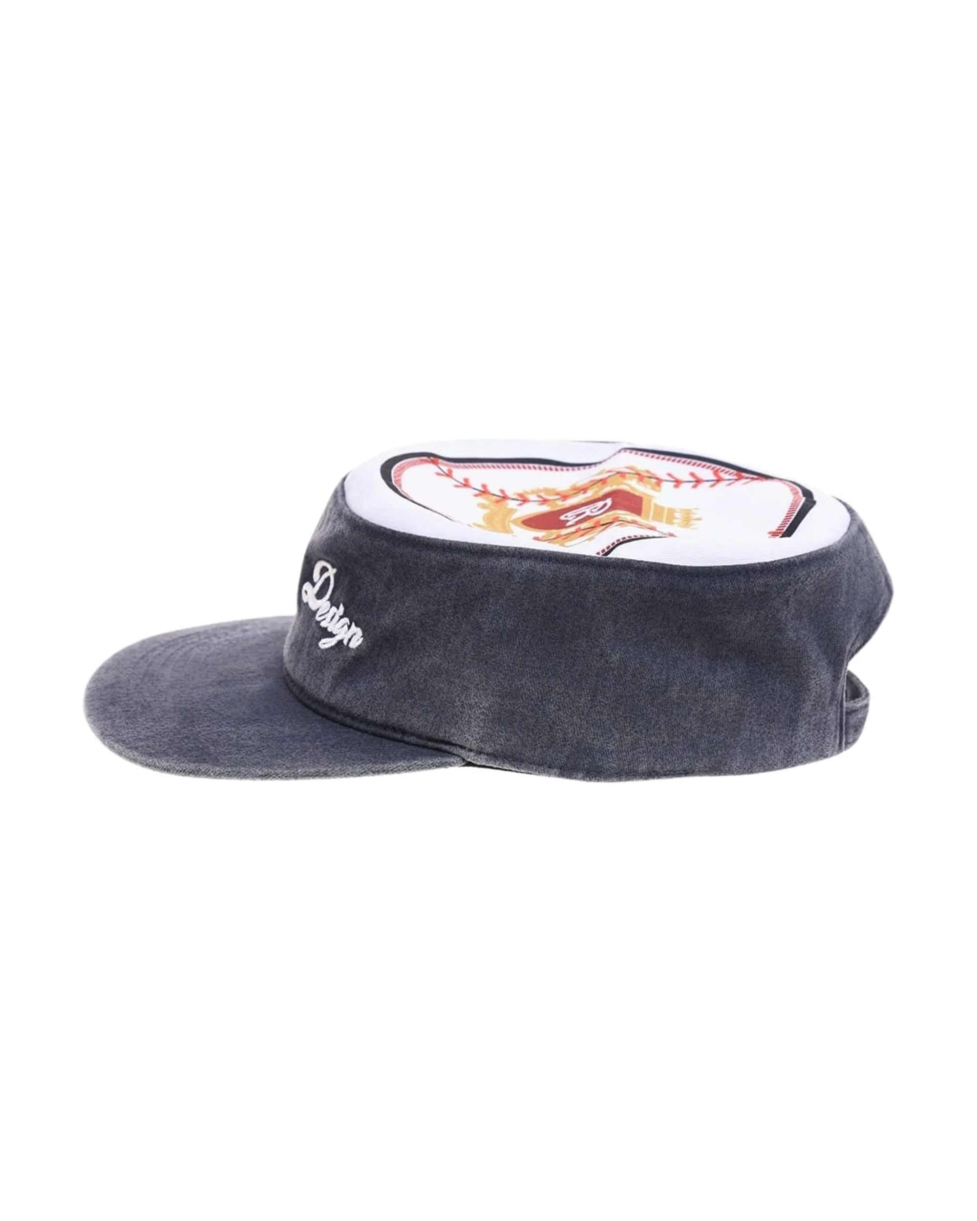 6CRAYON Flat Top Embroidered Navy Patchwork Baseball Cap - Image 4