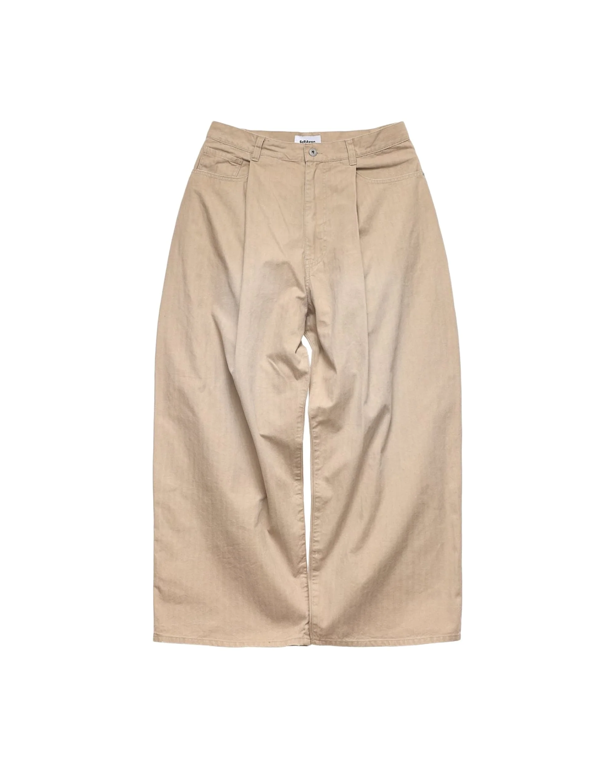 6CRAYON Khaki Classic Herringbone Washed Wide-Leg Trousers