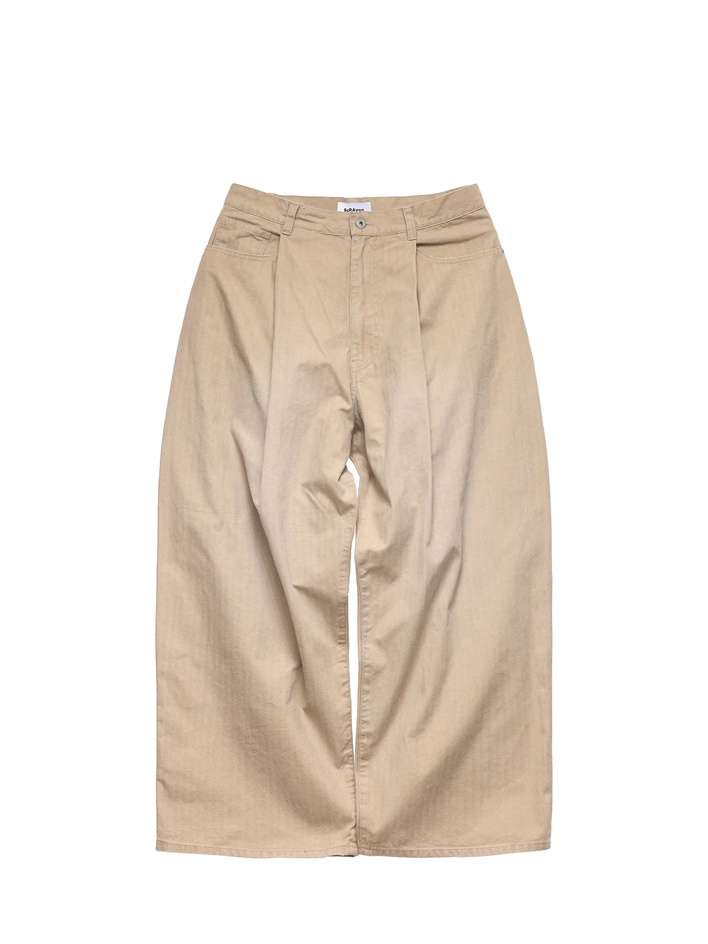 6CRAYON Khaki Classic Herringbone Washed Wide-Leg Trousers - Image 10