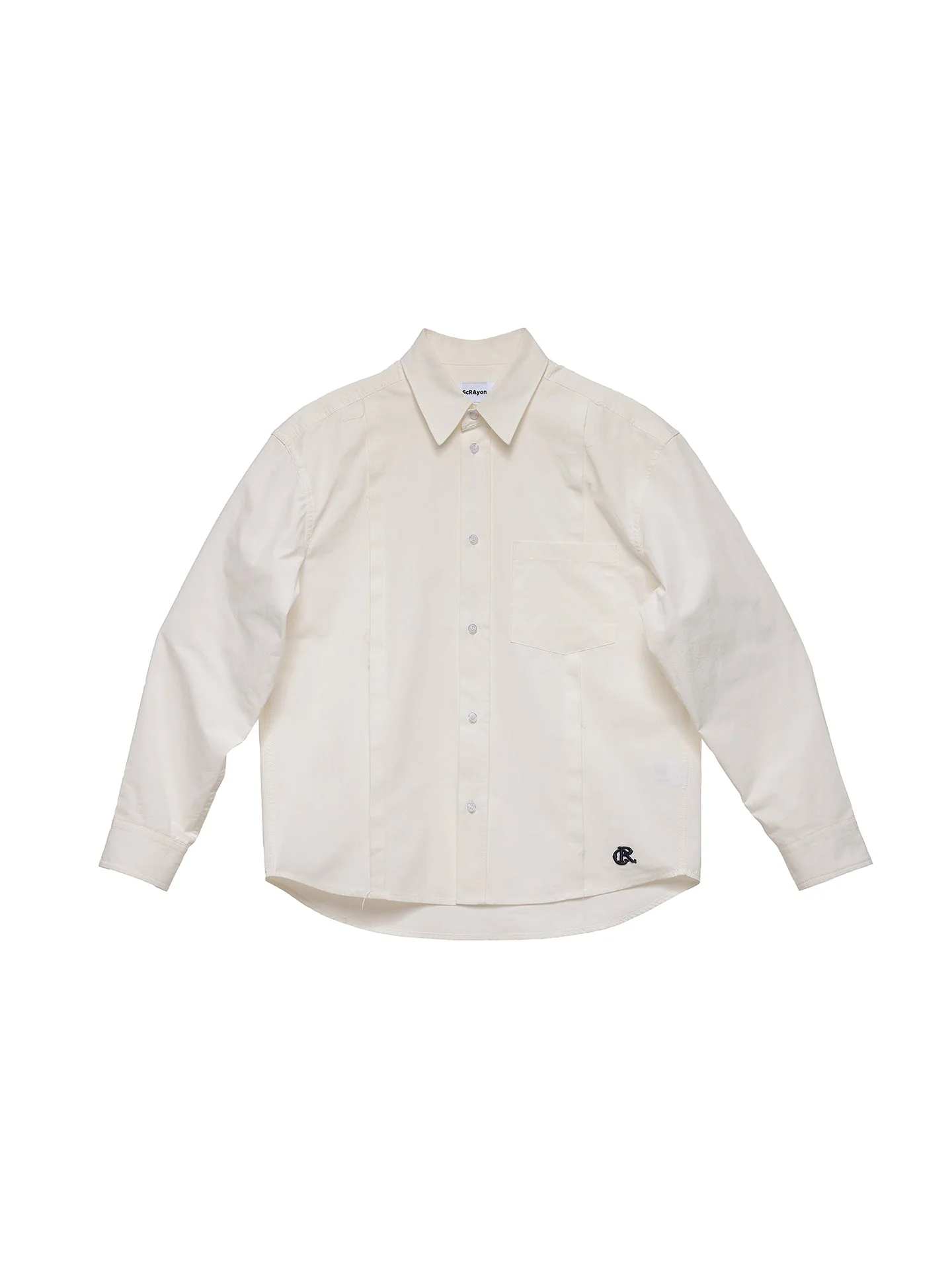 6CRAYON Patchwork Basic Beige Cotton Poplin Embroidered Shirt - Image 10