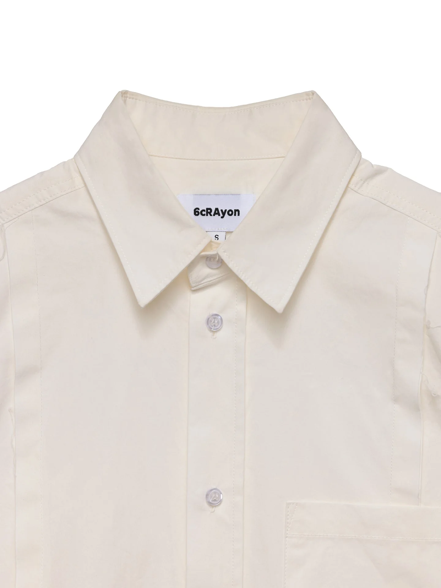 6CRAYON Patchwork Basic Beige Cotton Poplin Embroidered Shirt - Image 14