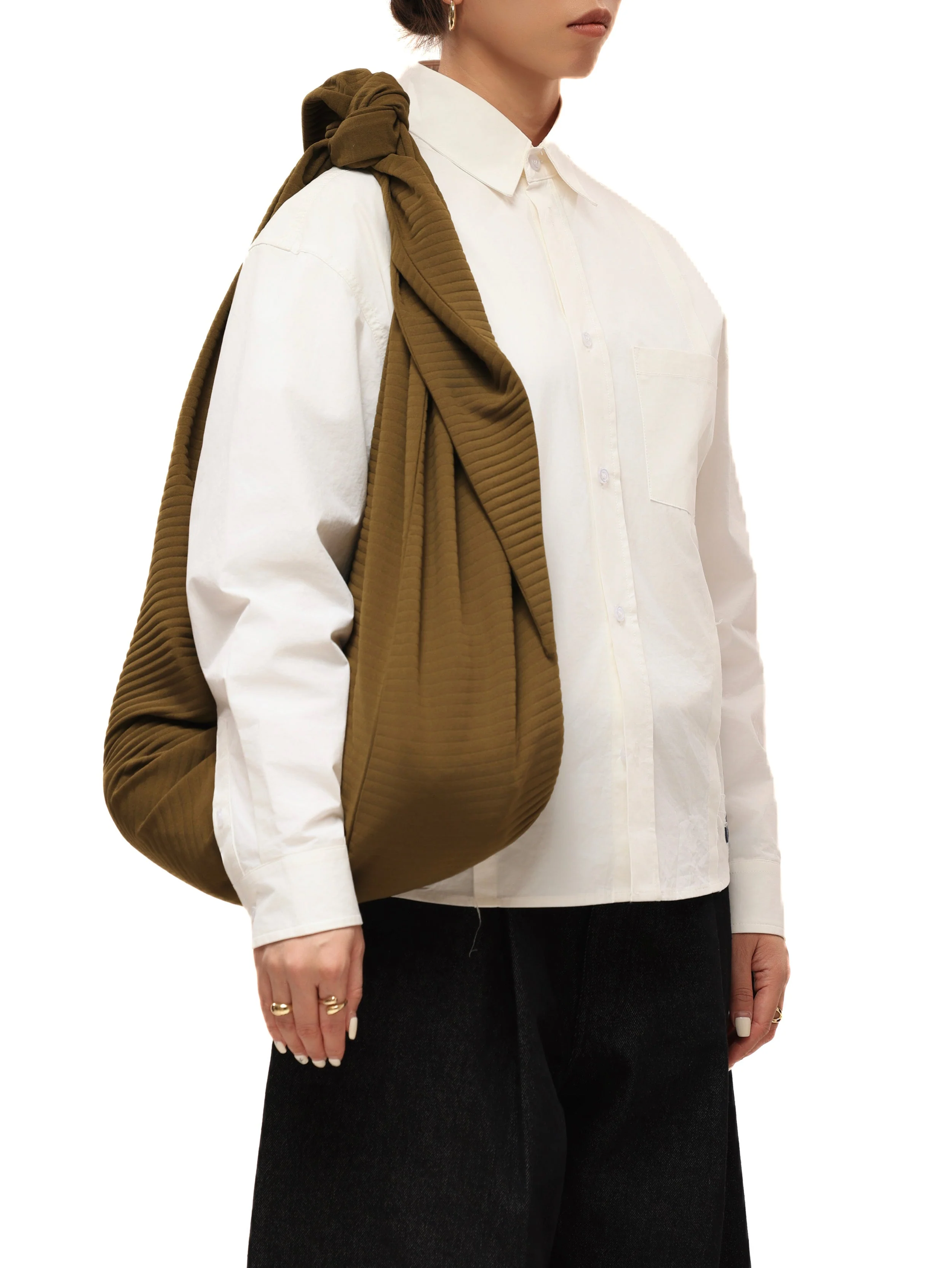 6CRAYON Pleated Adjustable Multi-Function Hobo Bag - Image 7