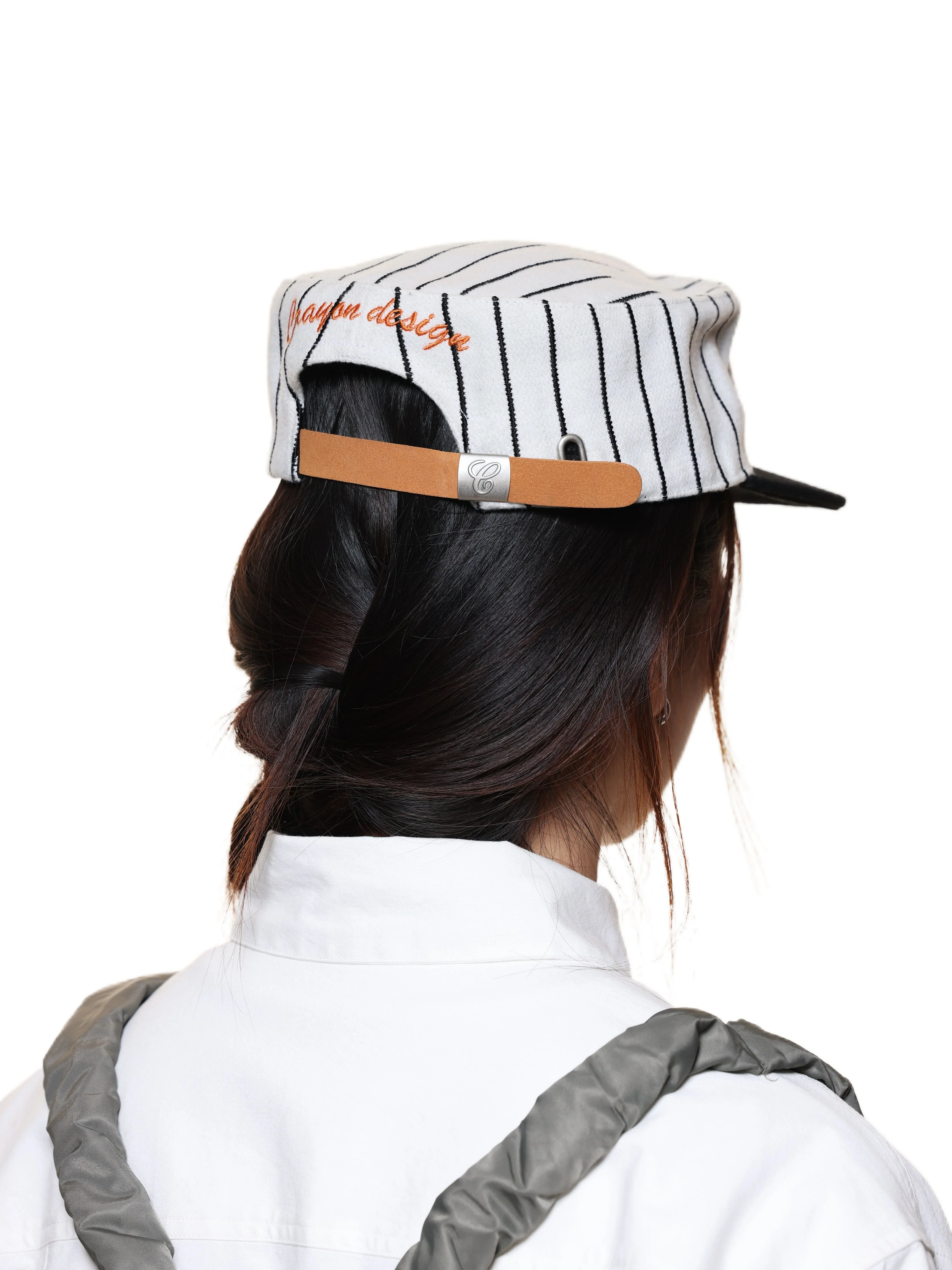 6CRAYON  Retro Flat Top Baseball Cap - Striped Wool Blend with Embroidered Letters - Image 15