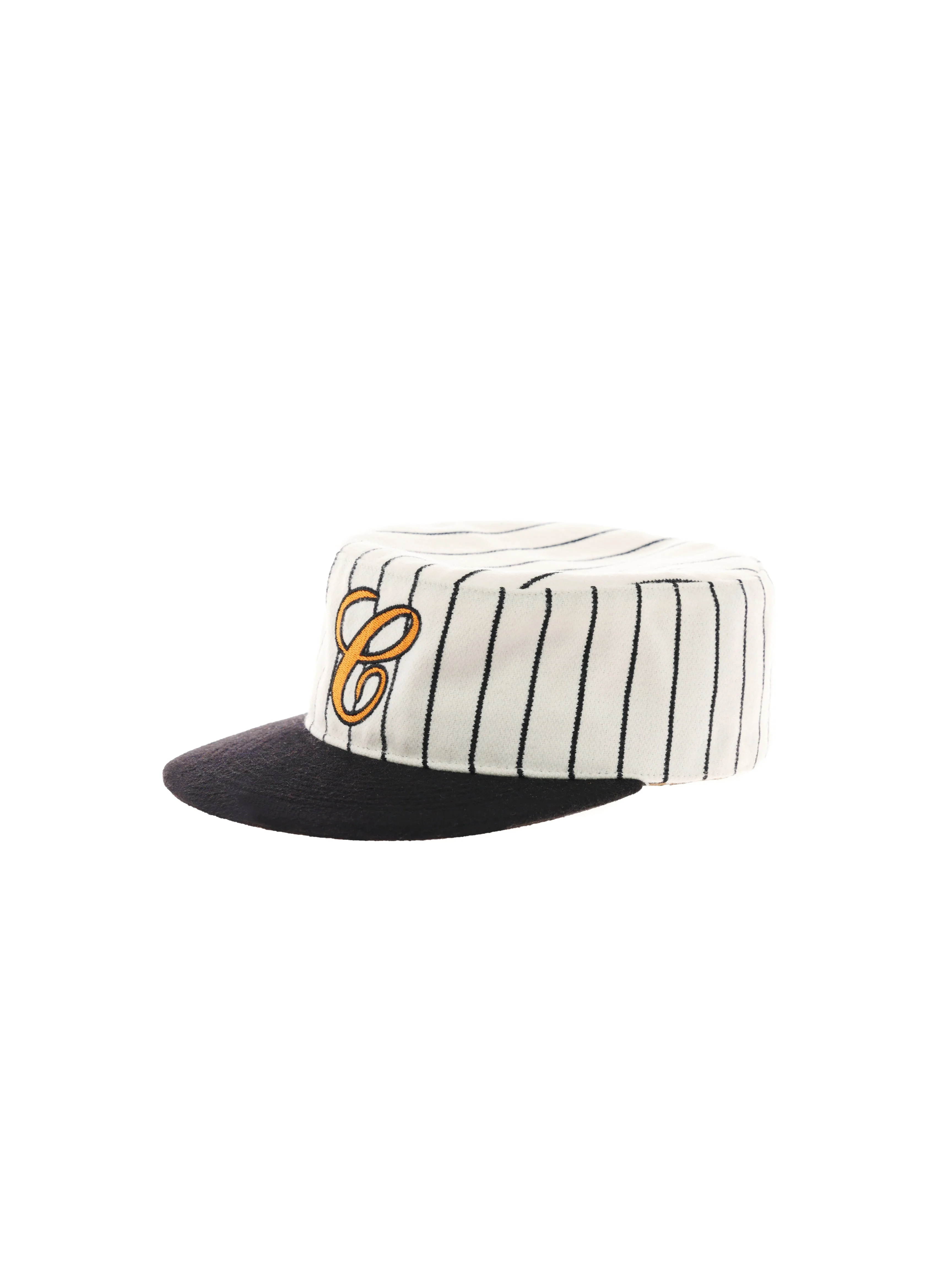 6CRAYON  Retro Flat Top Baseball Cap - Striped Wool Blend with Embroidered Letters - Image 2