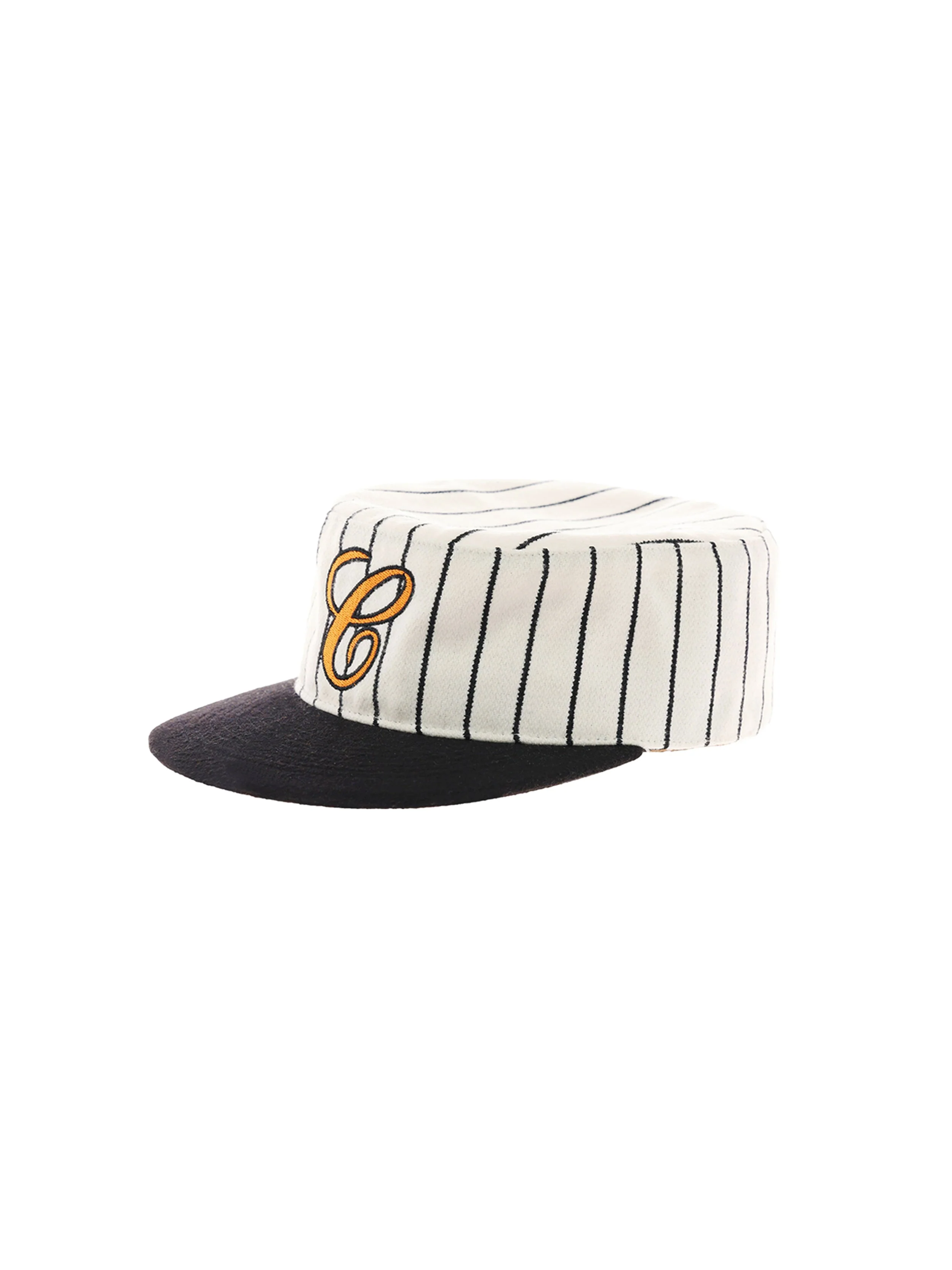 6CRAYON  Retro Flat Top Baseball Cap - Striped Wool Blend with Embroidered Letters - Image 9