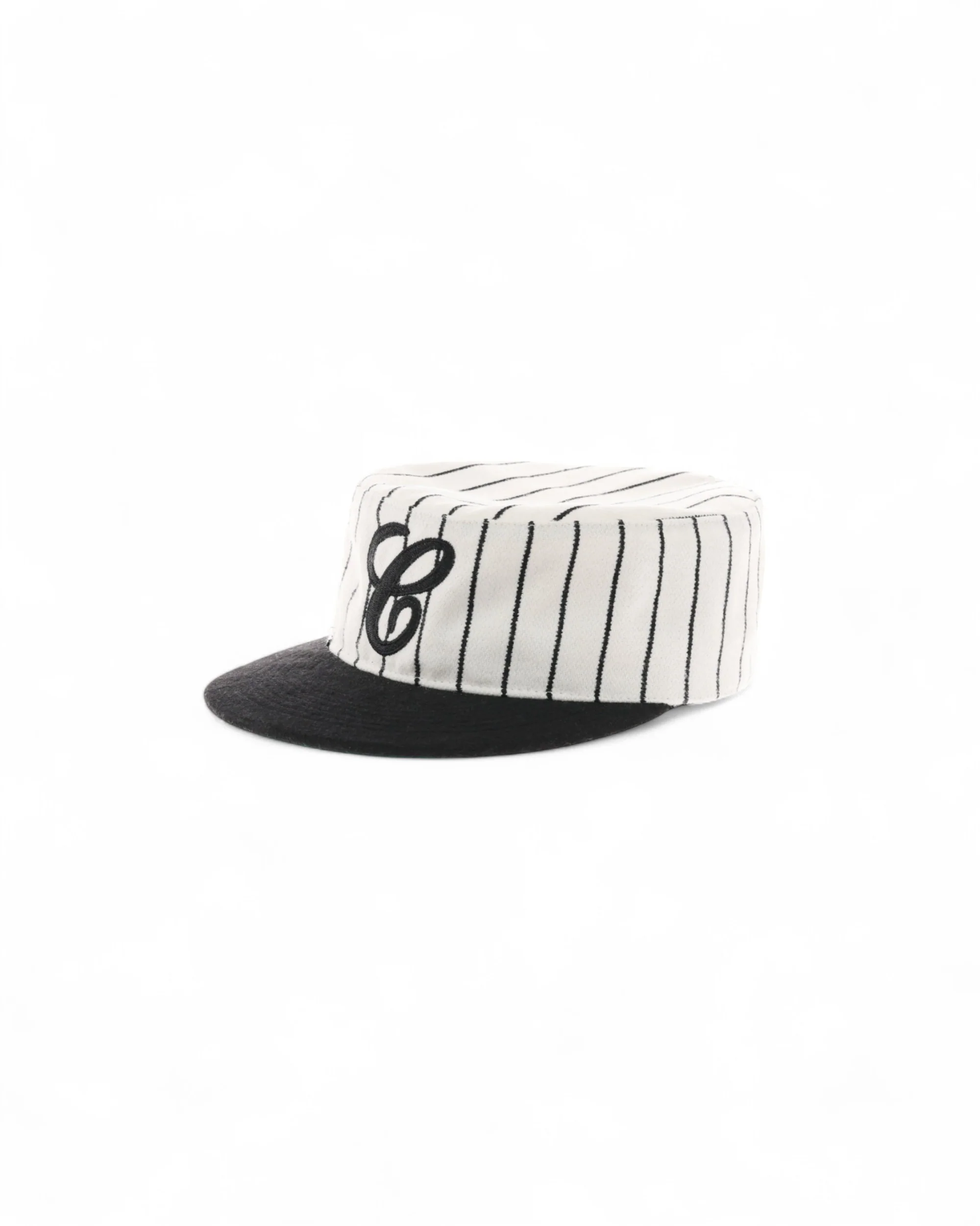 6CRAYON Retro Flat Top Baseball Cap - Striped Wool Blend with Embroidered Letters - Image 3