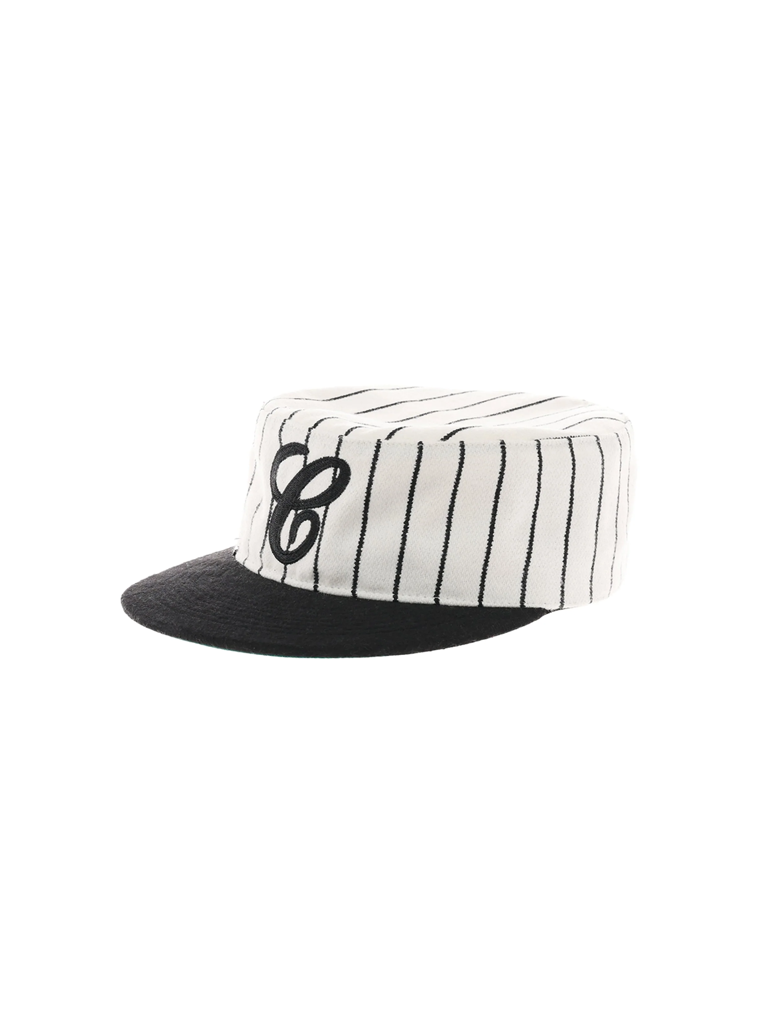 6CRAYON Retro Flat Top Baseball Cap - Striped Wool Blend with Embroidered Letters - Image 9