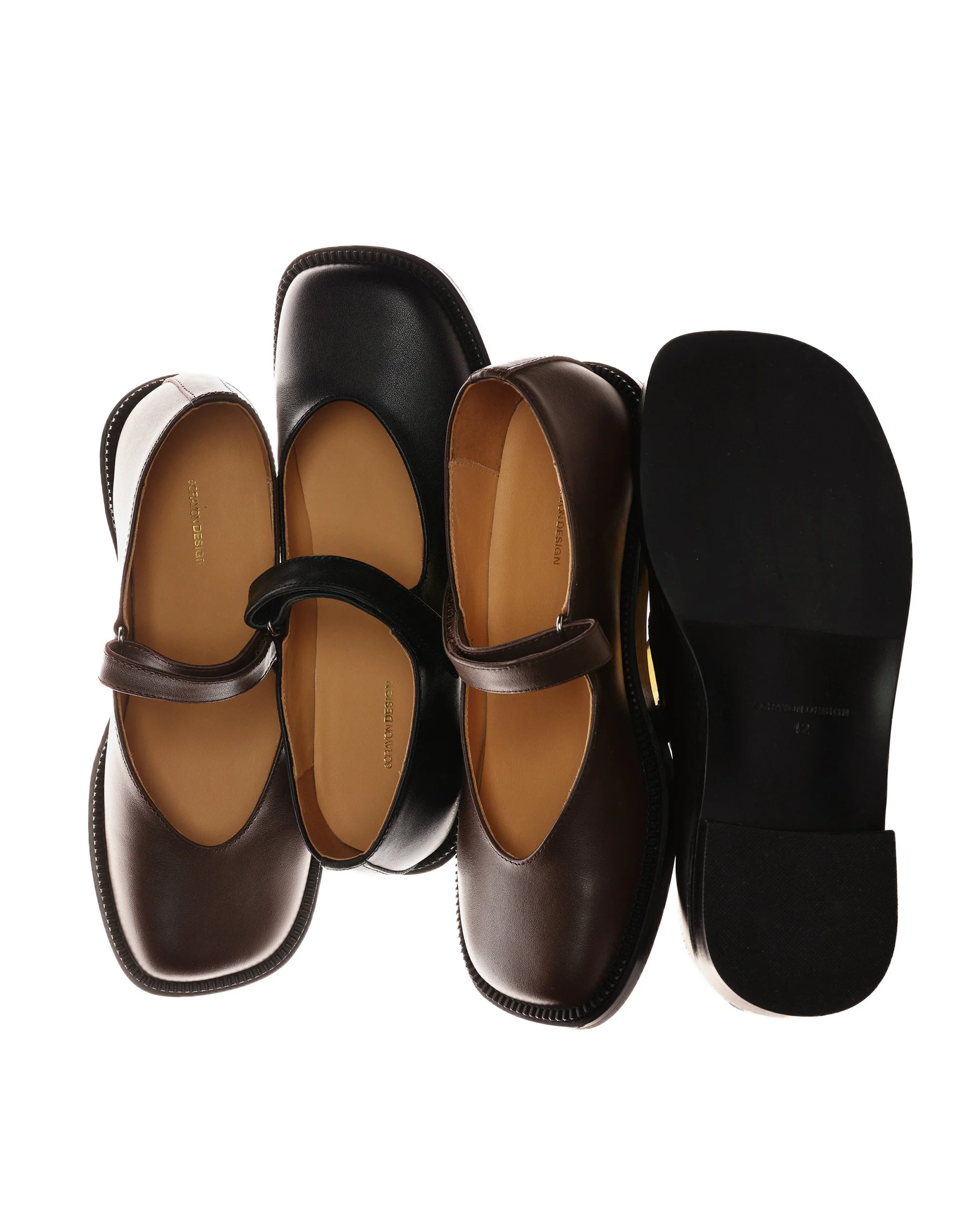 6CRAYON Unisex Black Full-Grain Leather Mary Janes - Image 3