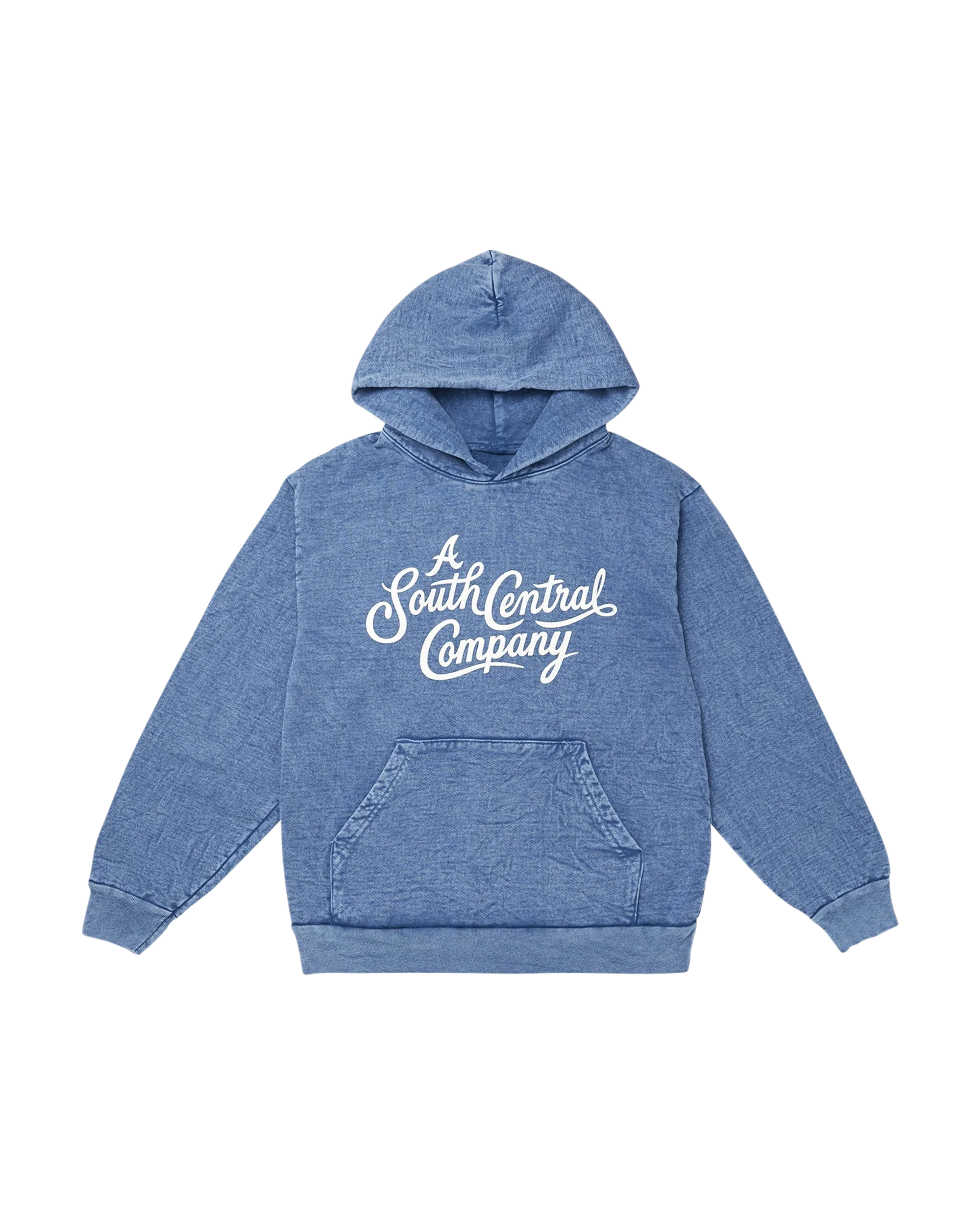 A South Central Company Script Logo Hoodie - Washed Indigo