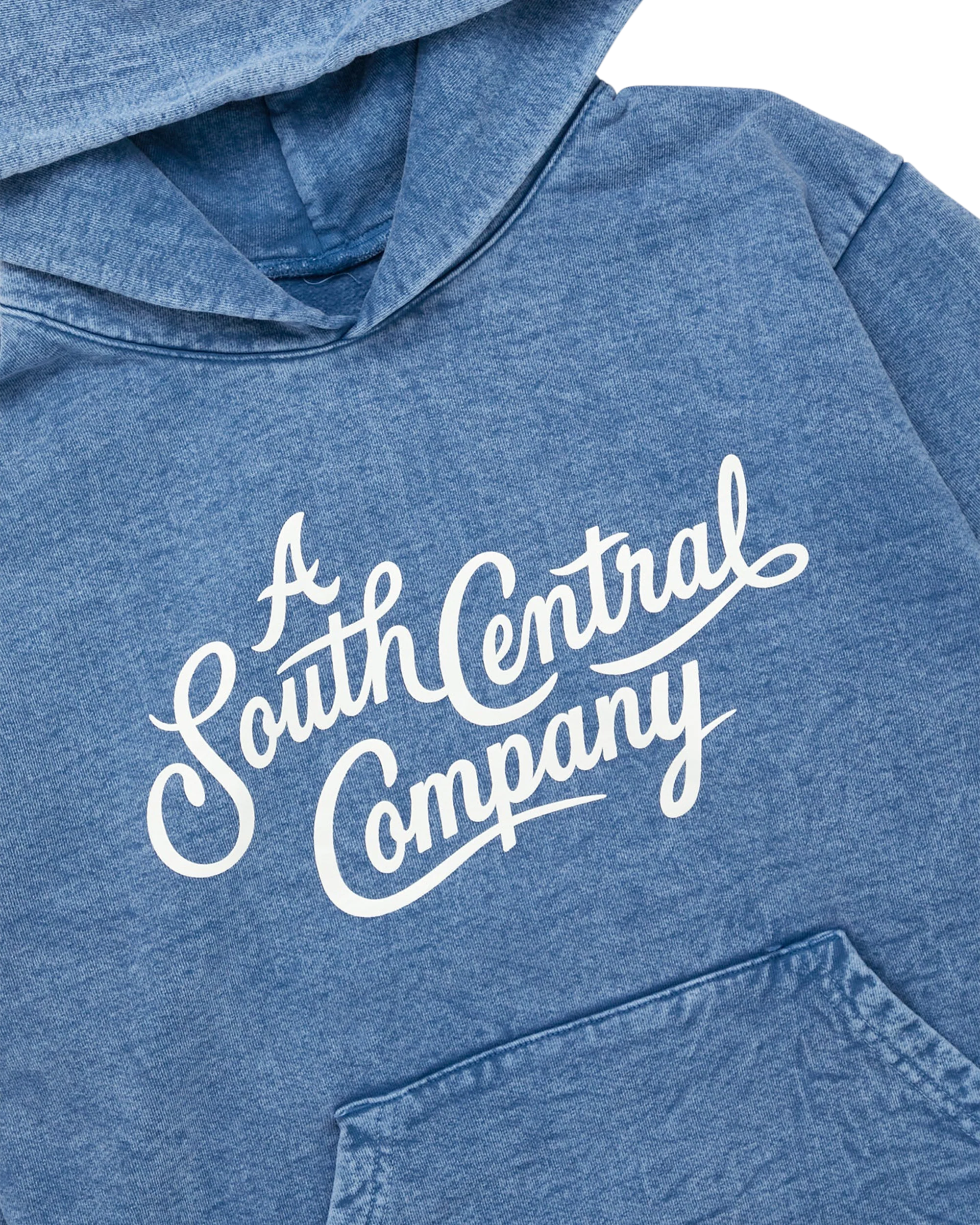 A South Central Company Script Logo Hoodie - Washed Indigo - Image 2