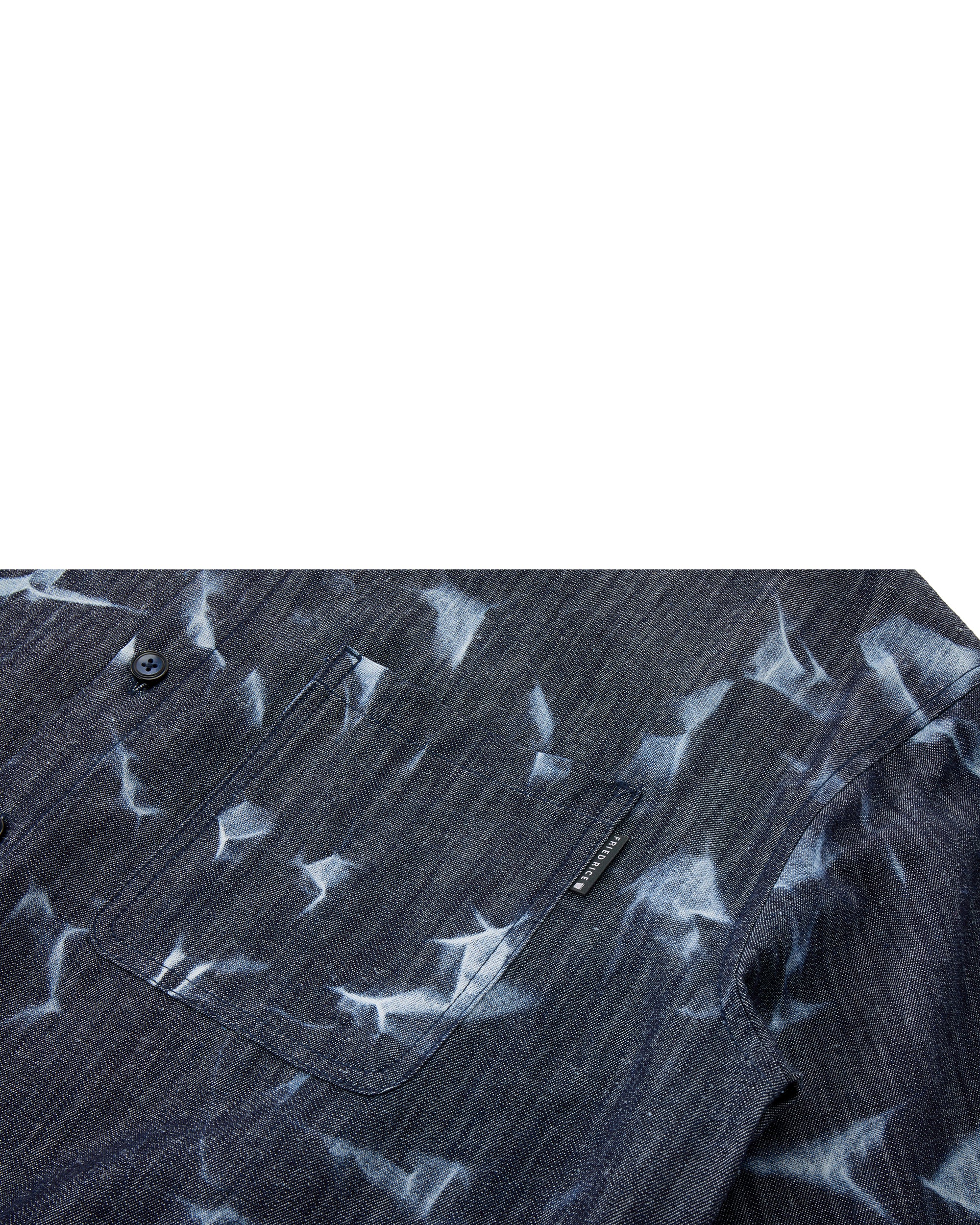 Abstract Indigo Button-Up Shirt – Washed Blue Pattern - Image 11