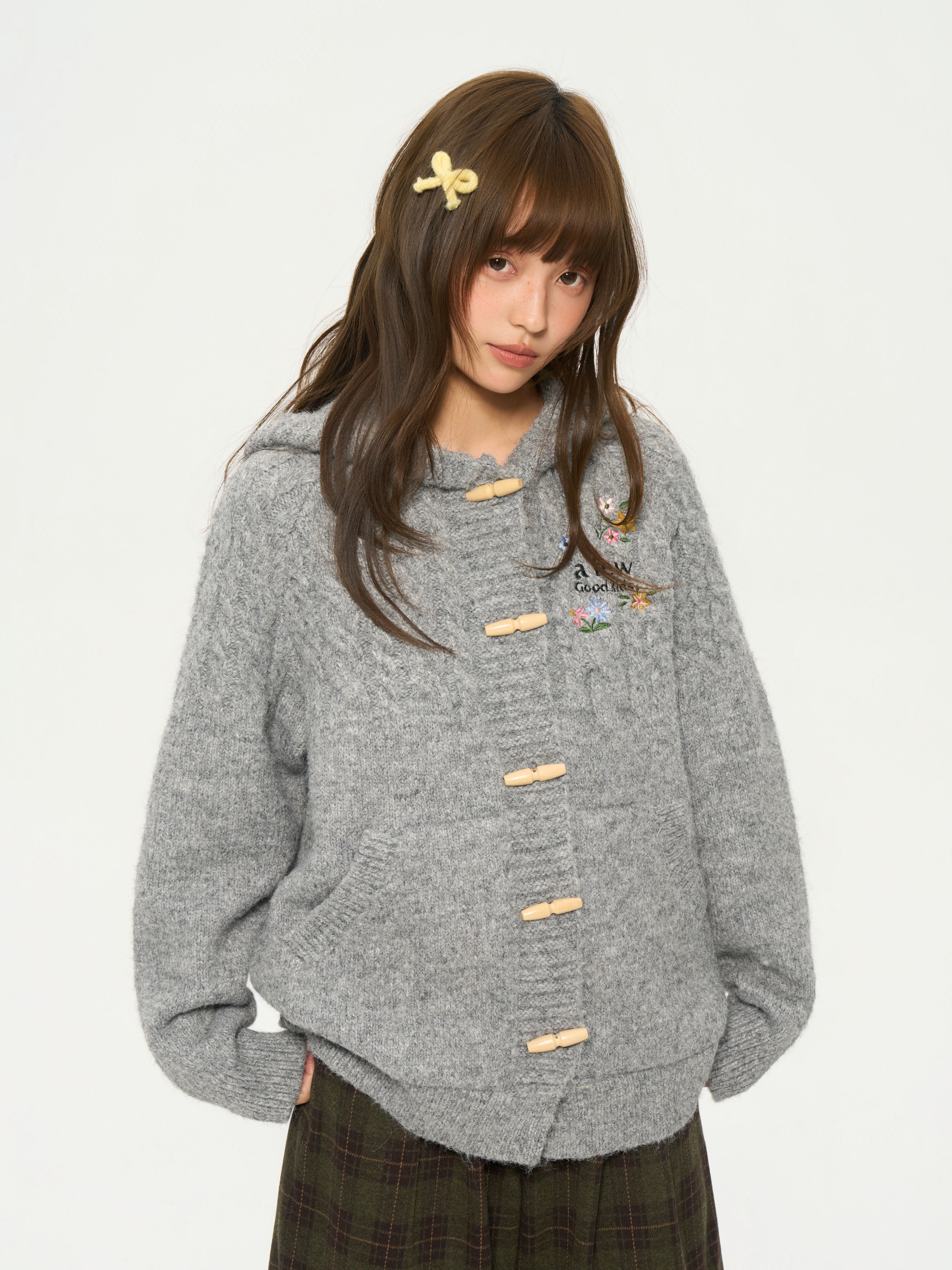 (AFGK) Embroidered Knit Hooded Cardigan - Image 15