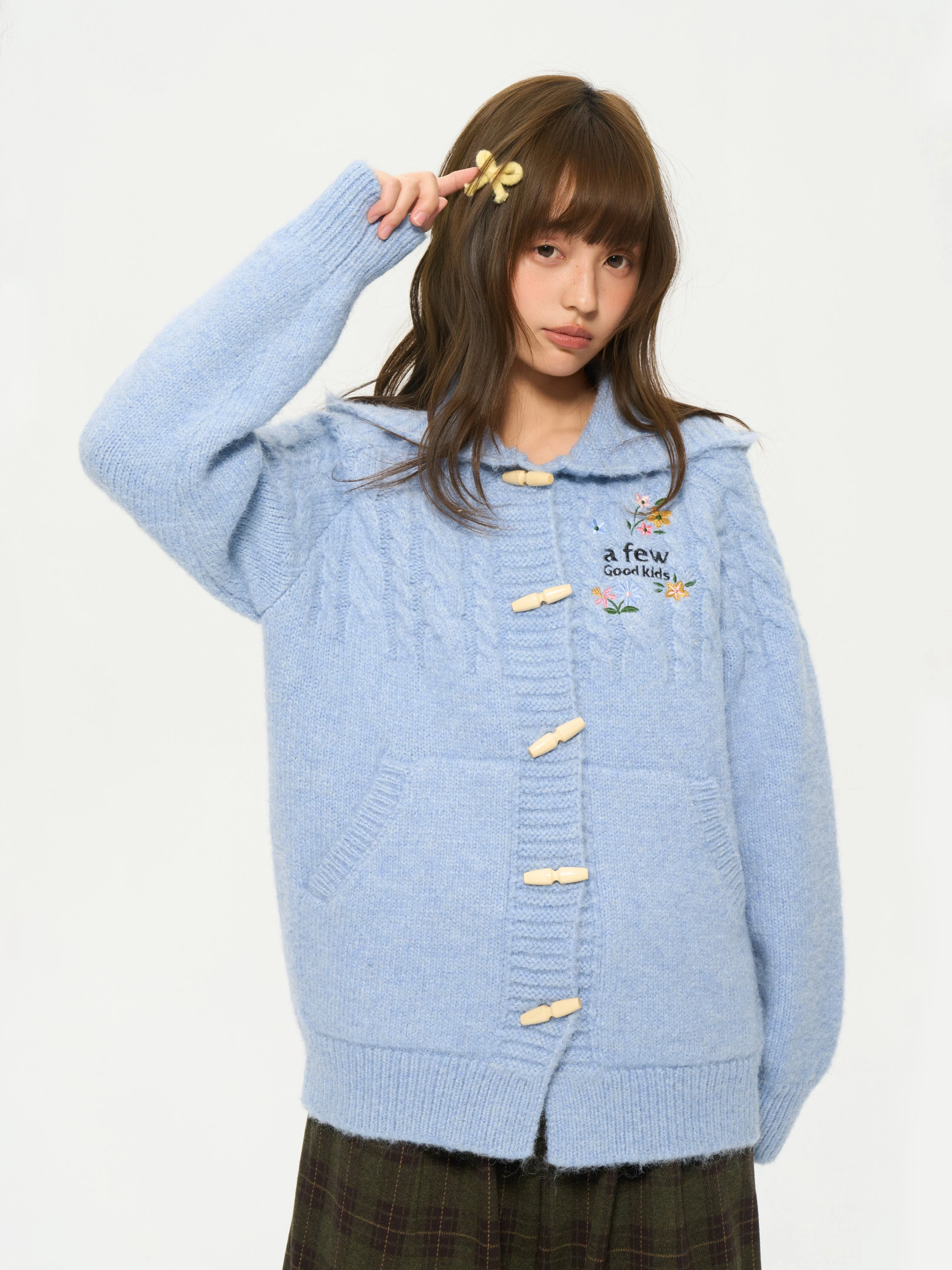(AFGK) Embroidered Knit Hooded Cardigan - Image 22