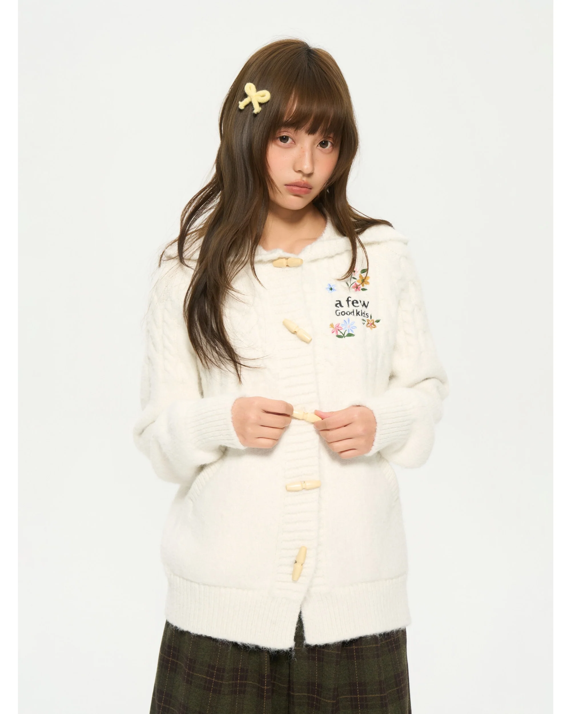 (AFGK) Embroidered Knit Hooded Cardigan - Image 3