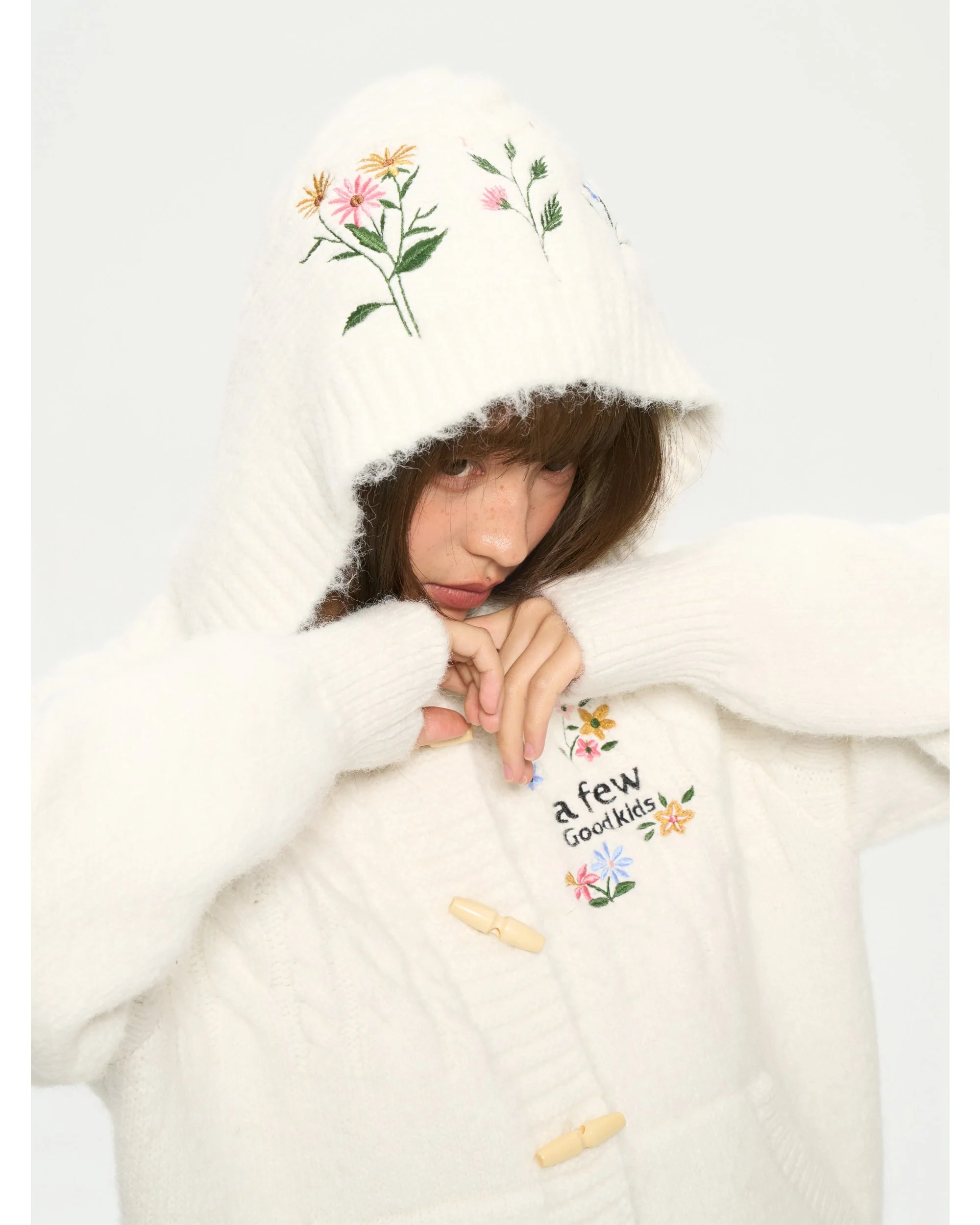 (AFGK) Embroidered Knit Hooded Cardigan - Image 5