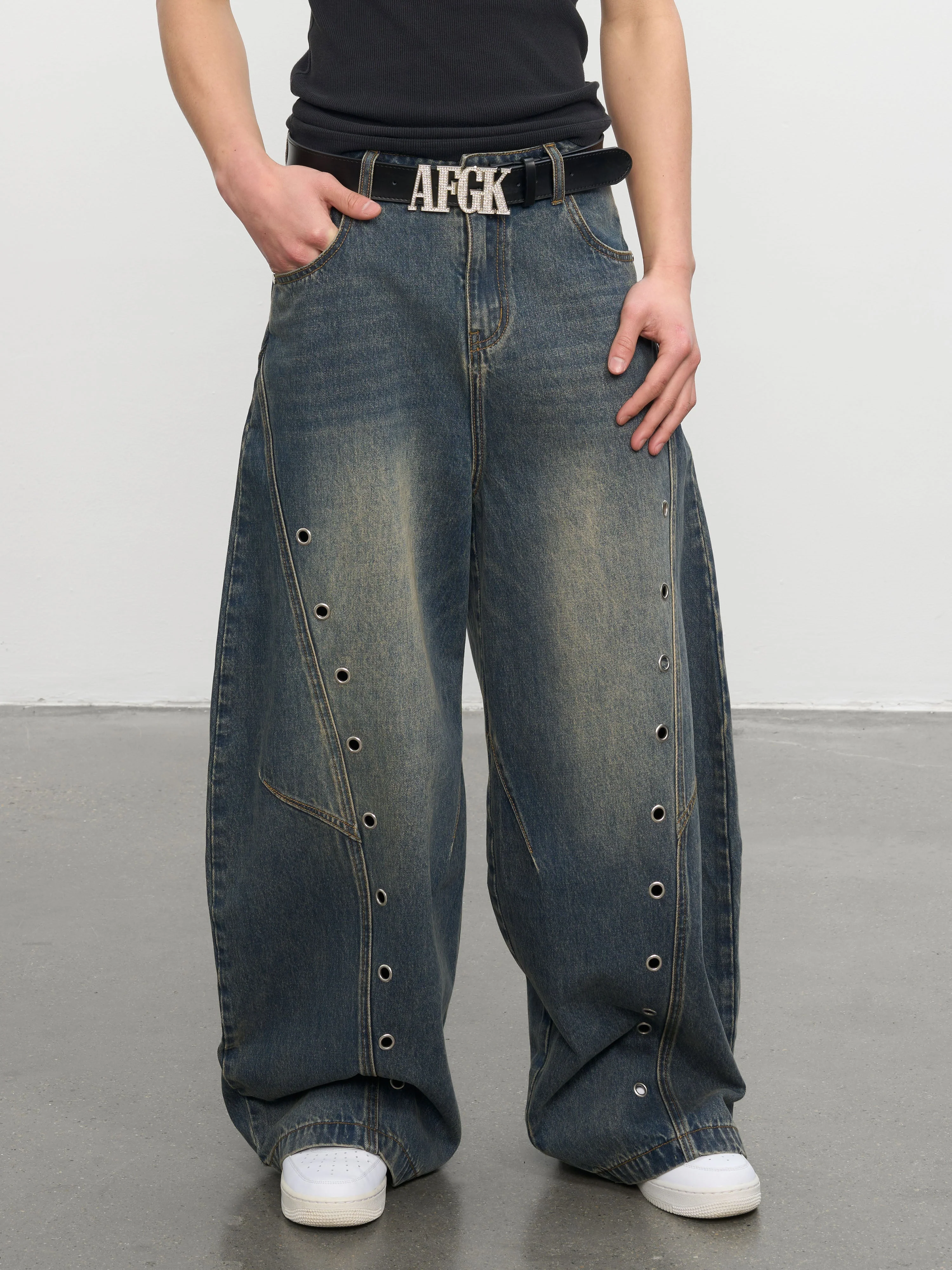 (AFGK) Washed Baggy Jeans - Image 14