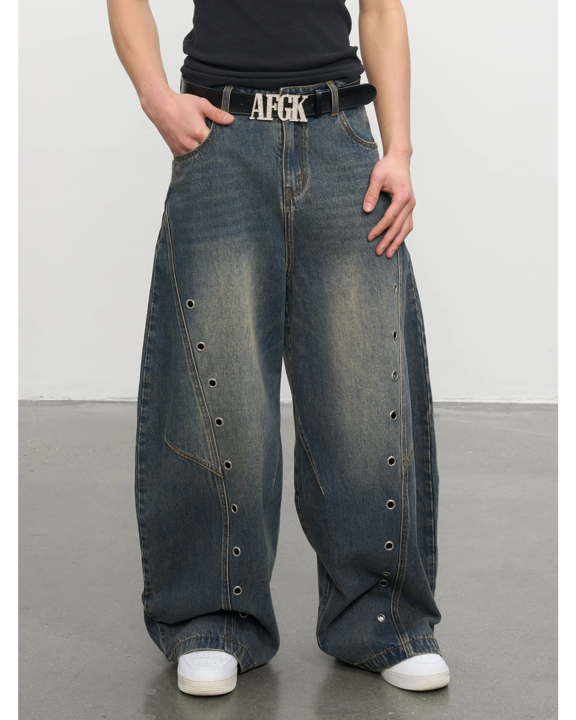 (AFGK) Washed Baggy Jeans - Image 7