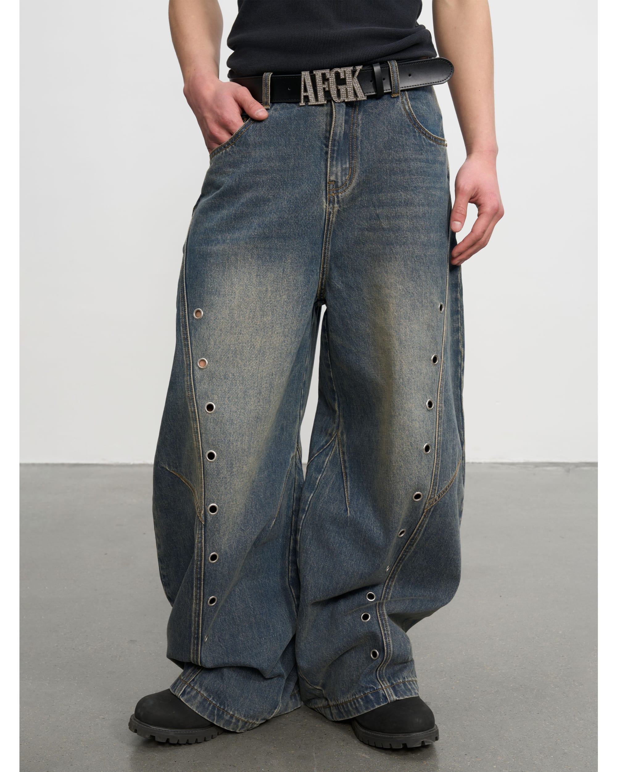 (AFGK) Washed Baggy Jeans - Image 9