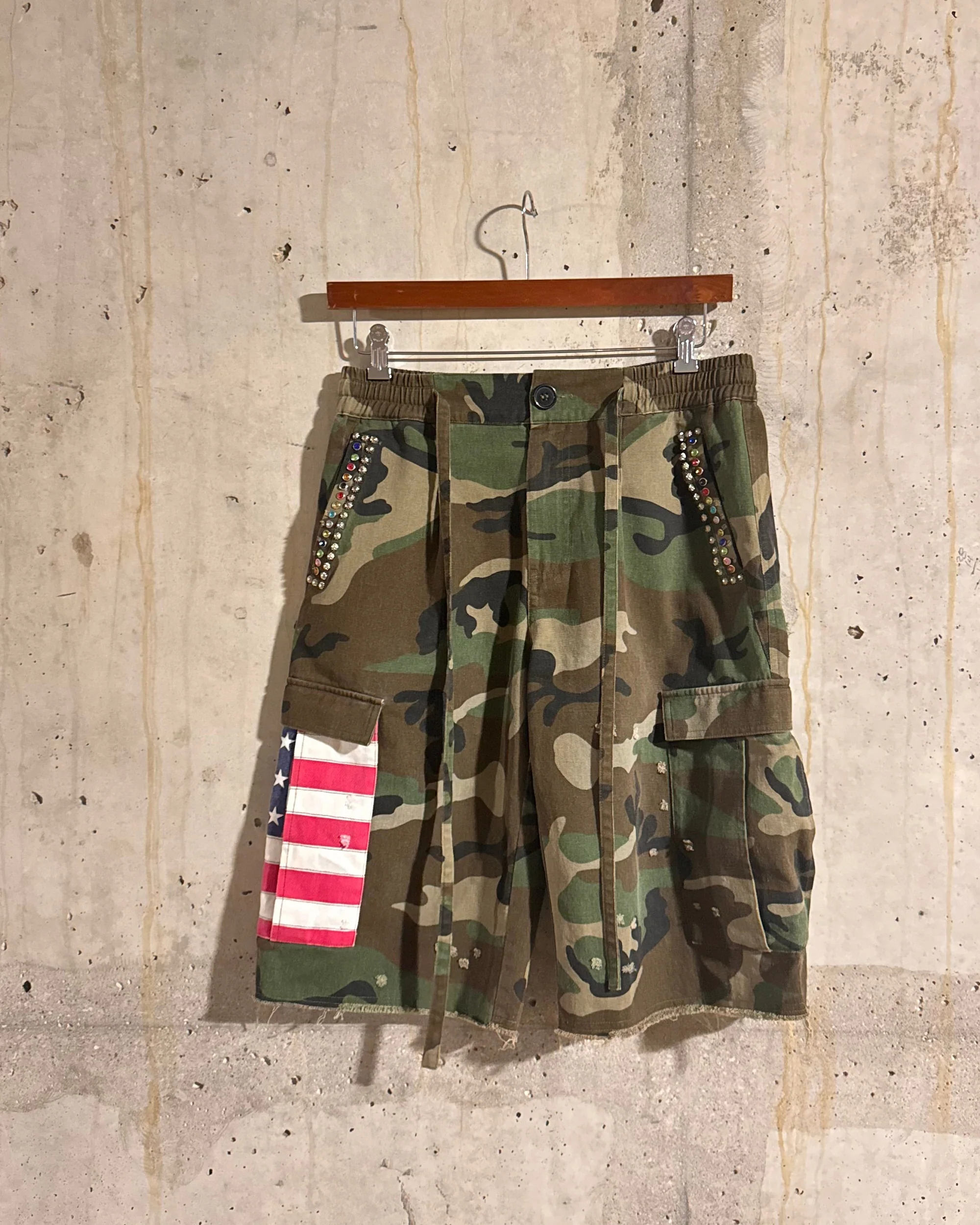 Americana Camo Pleated Rhinestone Shorts - Image 3