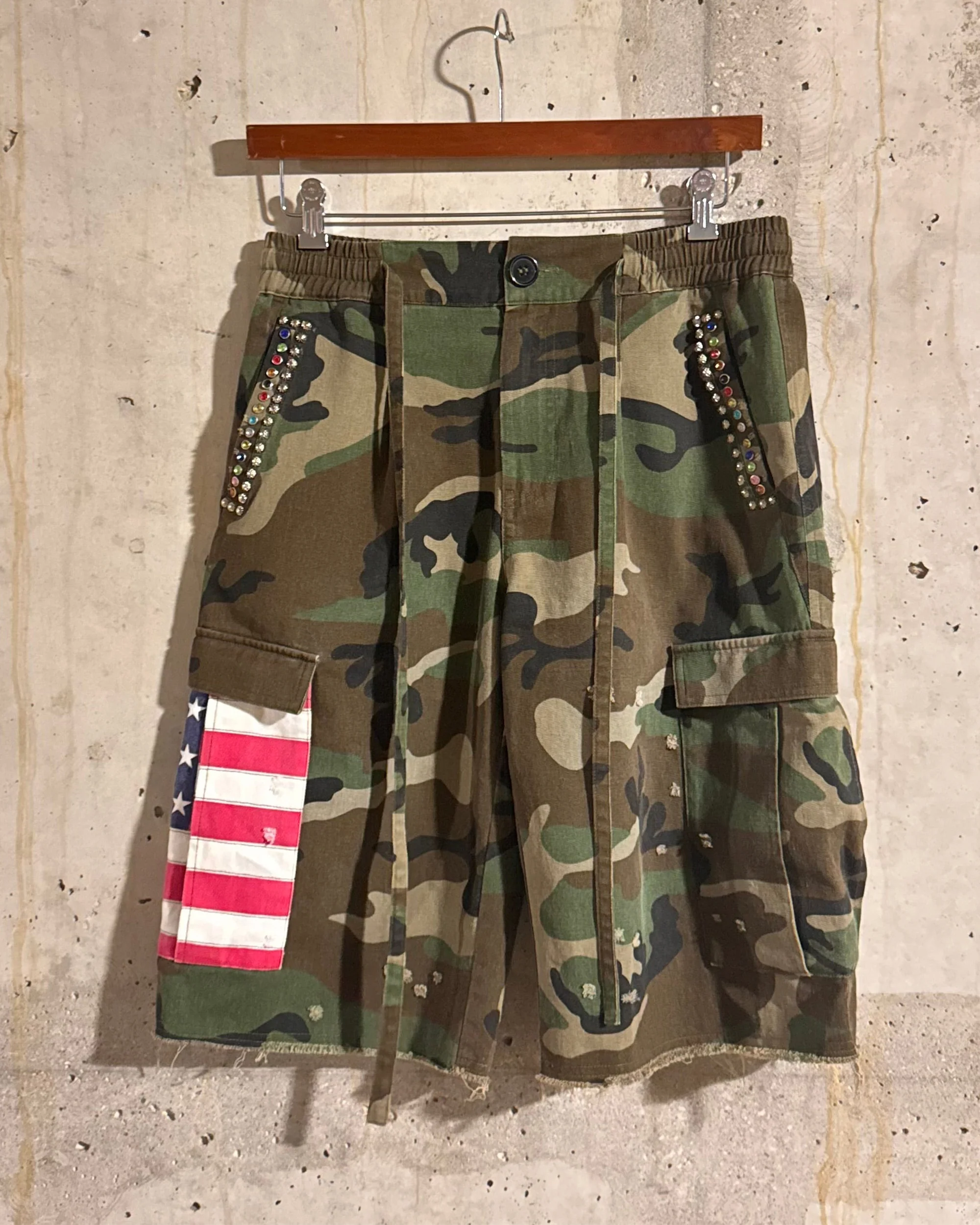 Americana Camo Pleated Rhinestone Shorts - Image 4