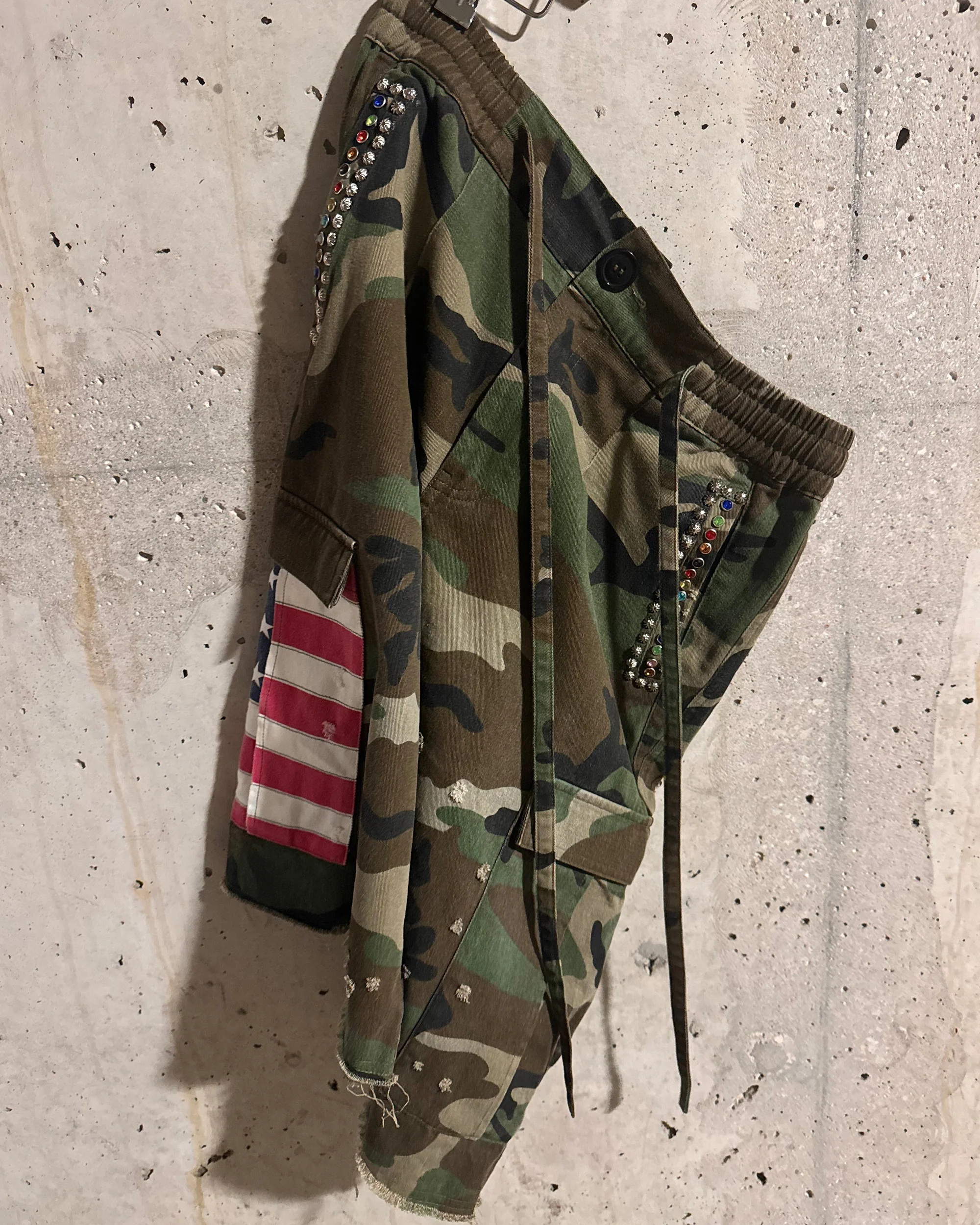 Americana Camo Pleated Rhinestone Shorts - Image 6