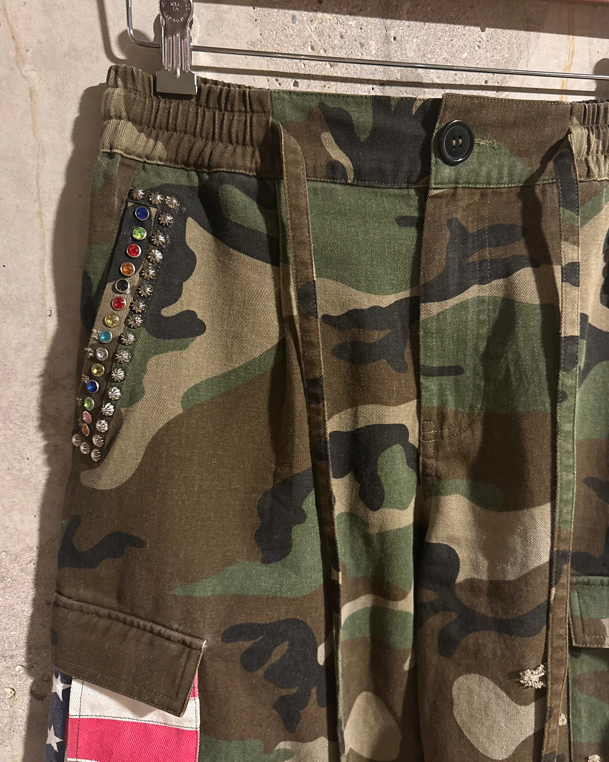 Americana Camo Pleated Rhinestone Shorts - Image 8